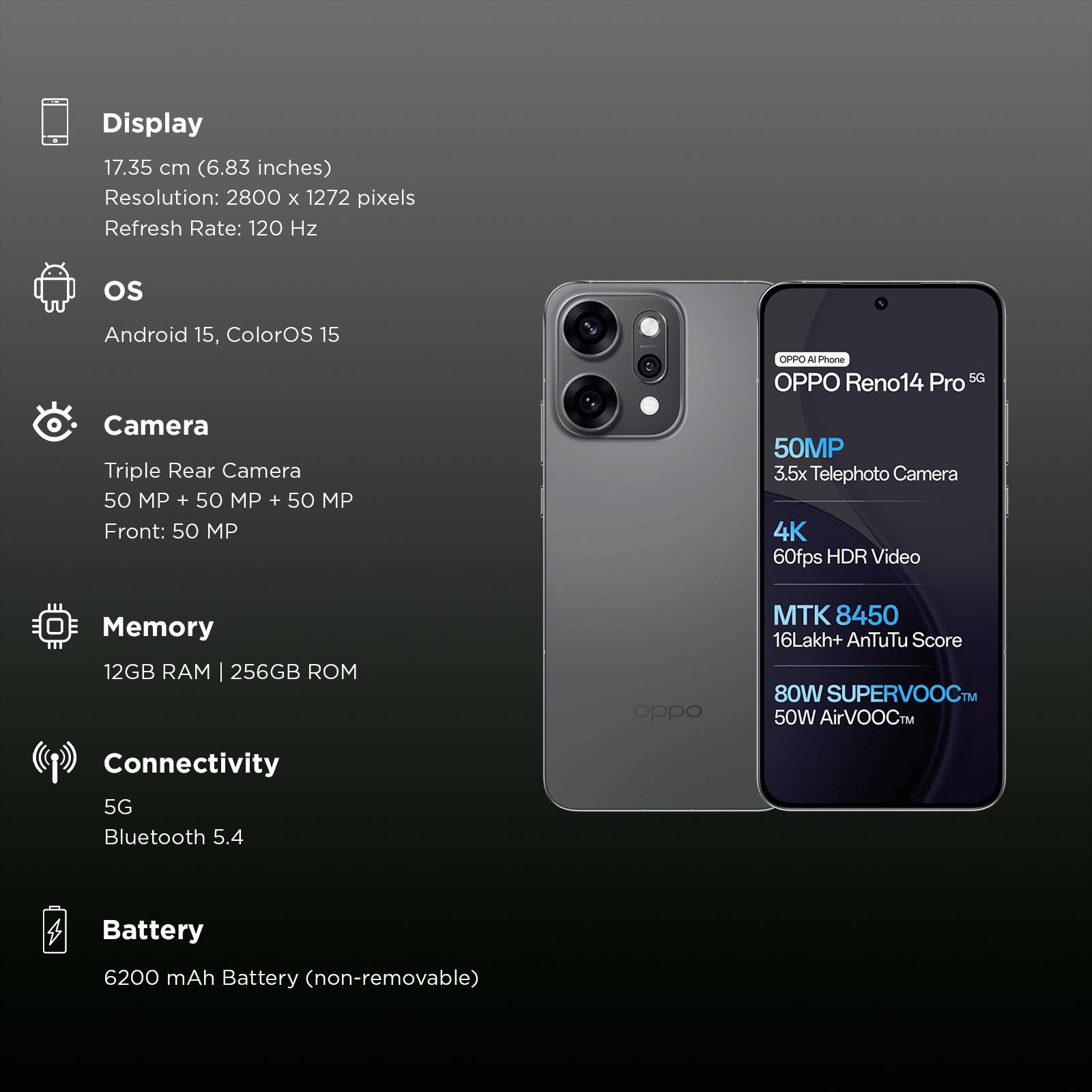 oppo Reno 14 Pro 5G (12GB RAM, 256GB, Titanium Grey) oppo Reno 14 Pro 5G (12GB RAM, 256GB, Titanium Grey)_3