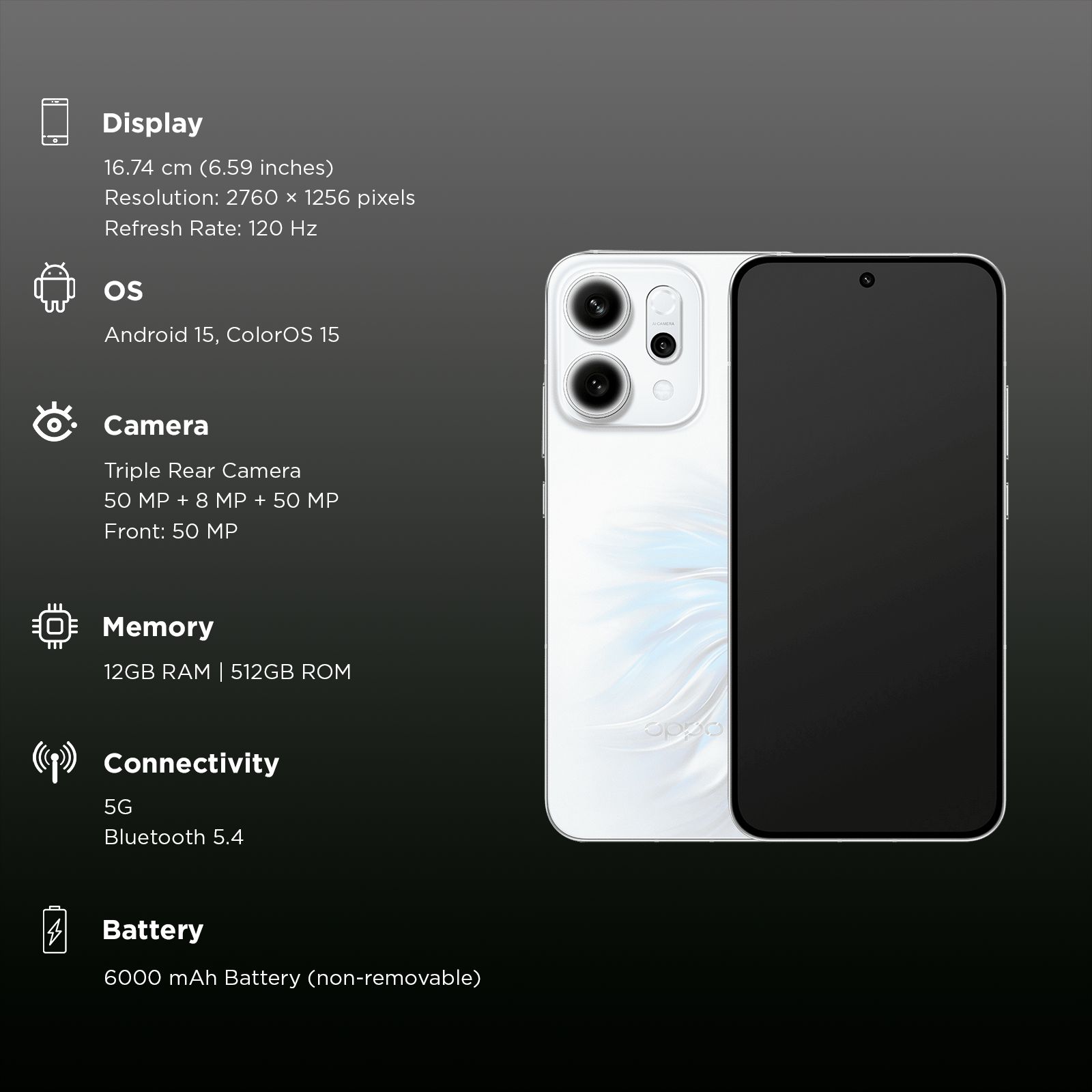 oppo Reno 14 5G (12GB RAM, 512GB, Pearl White)_3