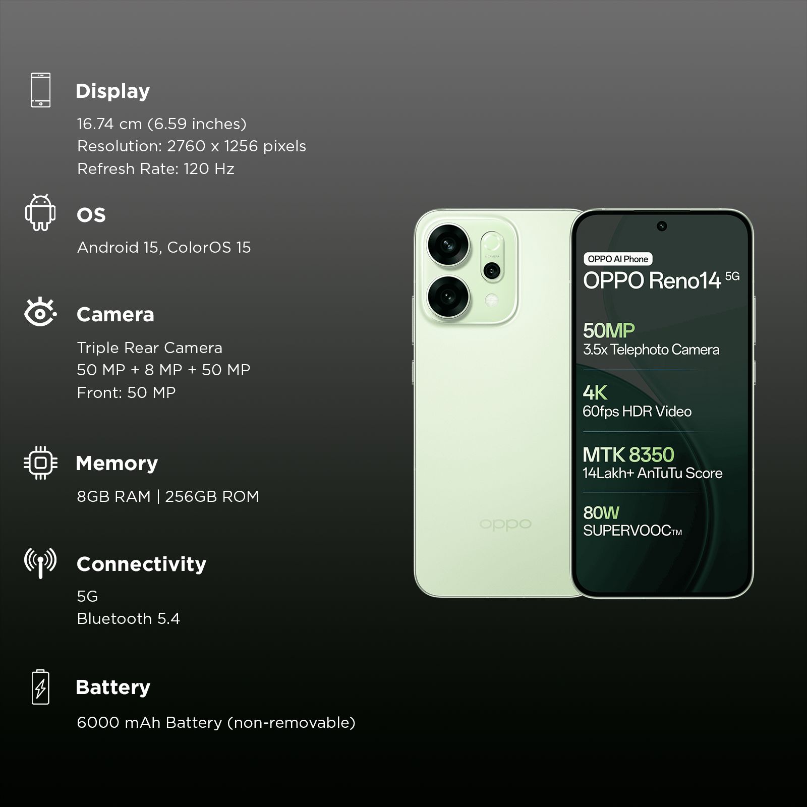 oppo Reno 14 5G (8GB RAM, 256GB, Mint Green)_3