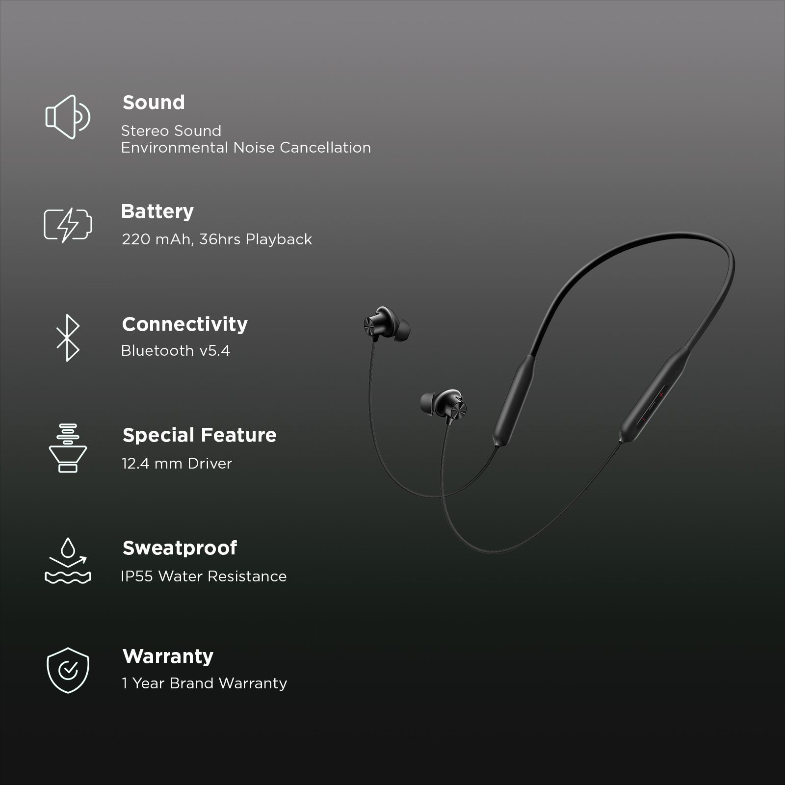 OnePlus Bullets Z3 Neckband with Environmental Noise Cancellation (IP55 Water Resistant, Magnetic Control, Mambo Midnight)_2