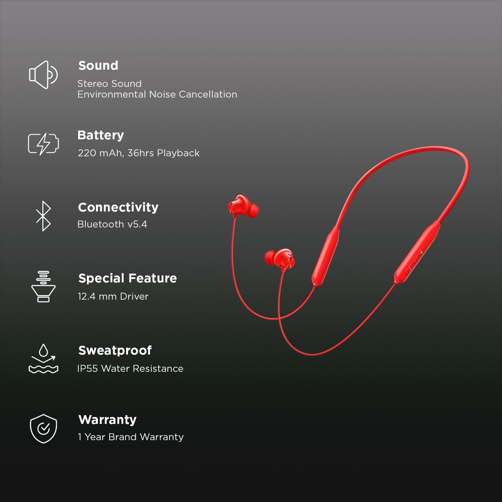 OnePlus Bullets Z3 Neckband with Environmental Noise Cancellation (IP55 Water Resistant, Magnetic Control, Samba Sunset)_2