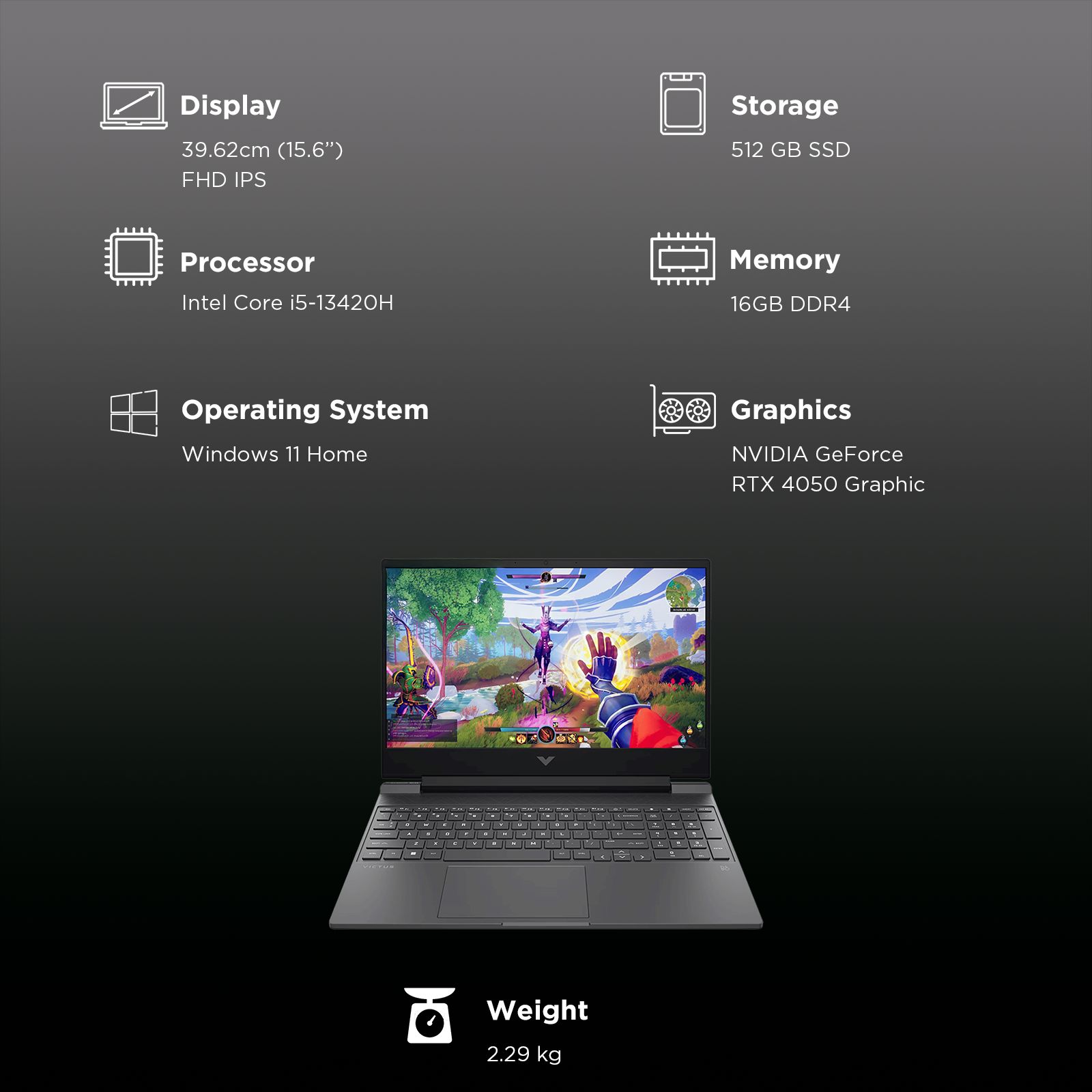 HP Victus 15-fa2701TX Intel Core i5 13th Gen Gaming Laptop (16GB, 512GB SSD, Windows 11 Home, 6GB Graphics, 15.6 inch 144 Hz Full HD IPS Display, NVIDIA GeForce RTX 4050, MS Office Home 2024, Mica Silver, 2.29 KG)_3