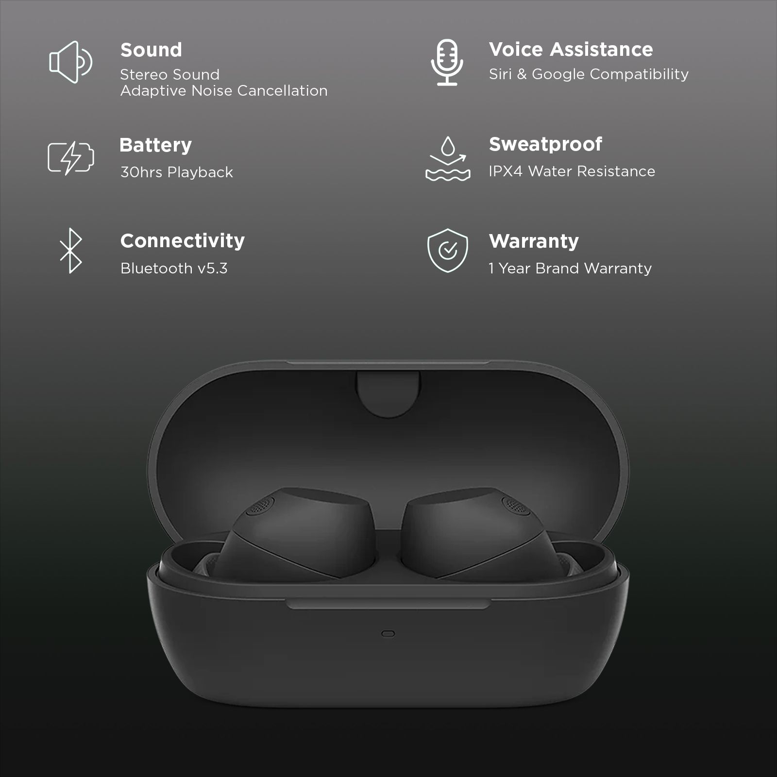 SONY WF-C710N TWS Earbuds with Advanced Noise Cancellation (IPX4 Water Resistant, Noise Sensor Technology, Black)_2
