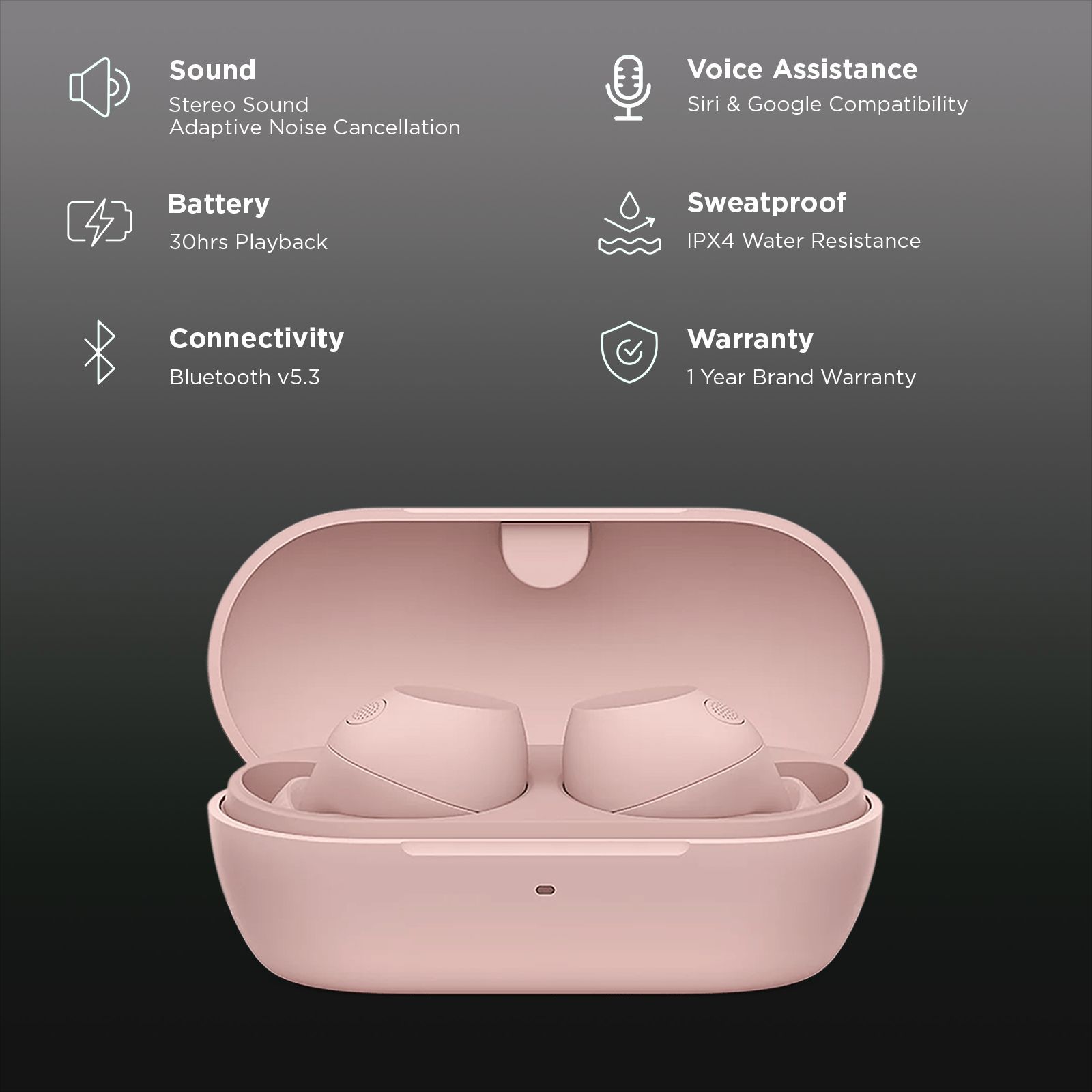 SONY WF-C710N TWS Earbuds with Advanced Noise Cancellation (IPX4 Water Resistant, Noise Sensor Technology, Pink)_2