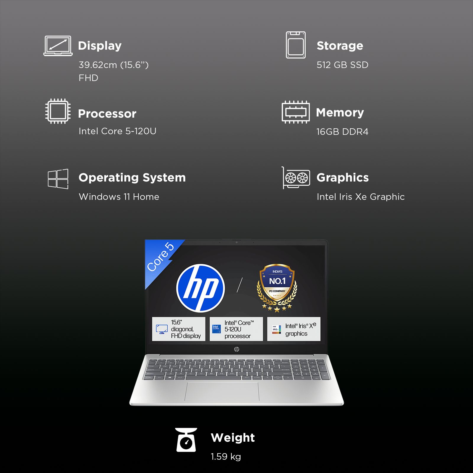 HP 15-fd0664TU Intel Core 5 Thin & Light Laptop (16GB, 512GB SSD, Windows 11 Home, 15.6 inch Full HD Display, MS Office Home 2024, Natural Silver, 1.59 KG) HP 15-fd0664TU Intel Core 5 Thin & Light Laptop (16GB, 512GB SSD, Windows 11 Home, 15.6 inch Full HD Display, MS Office Home 2024, Natural Silver, 1.59 KG)_3