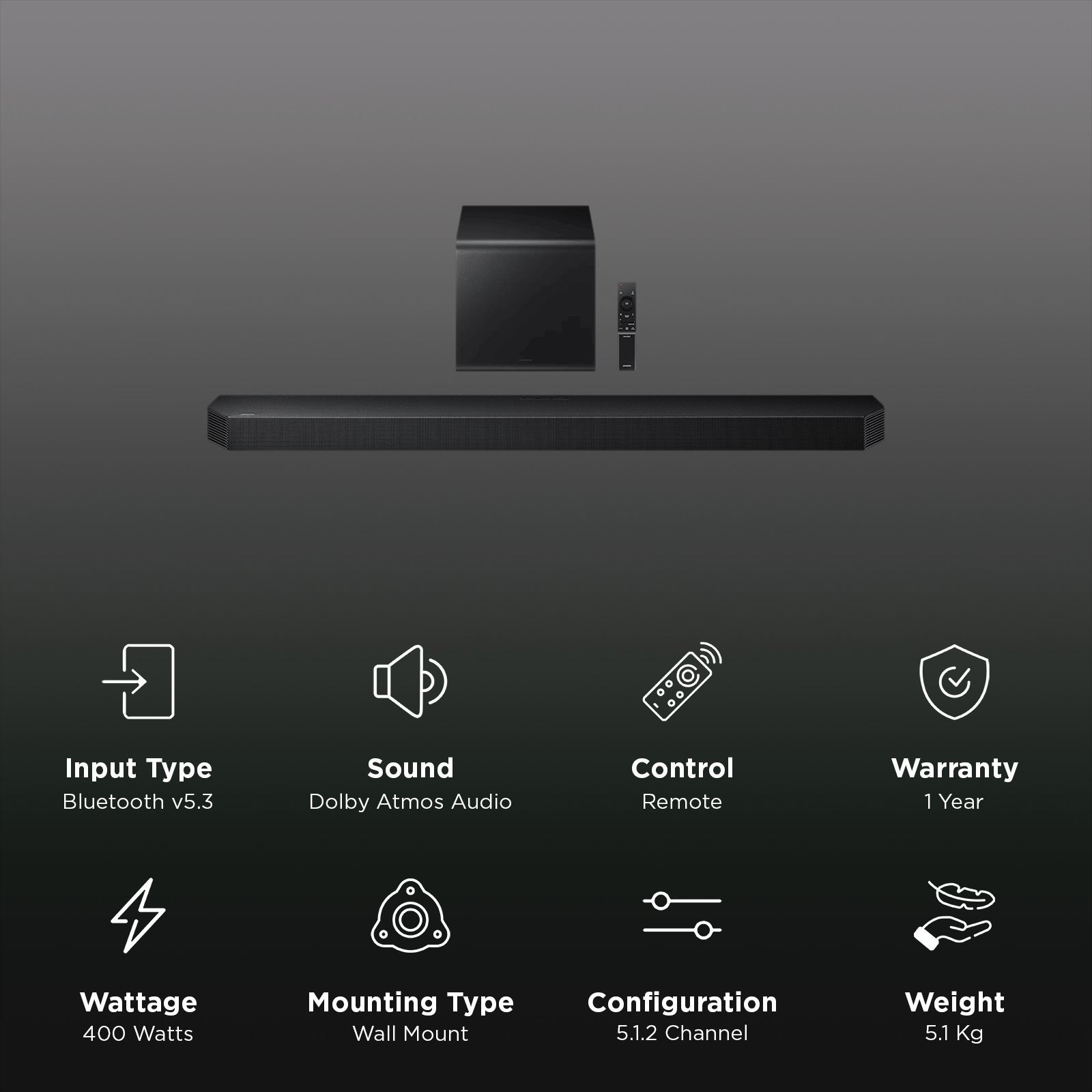 SAMSUNG Q Series 400W Soundbar with Remote (Dolby Atmos, 5.1.2 Channel, Black)_3