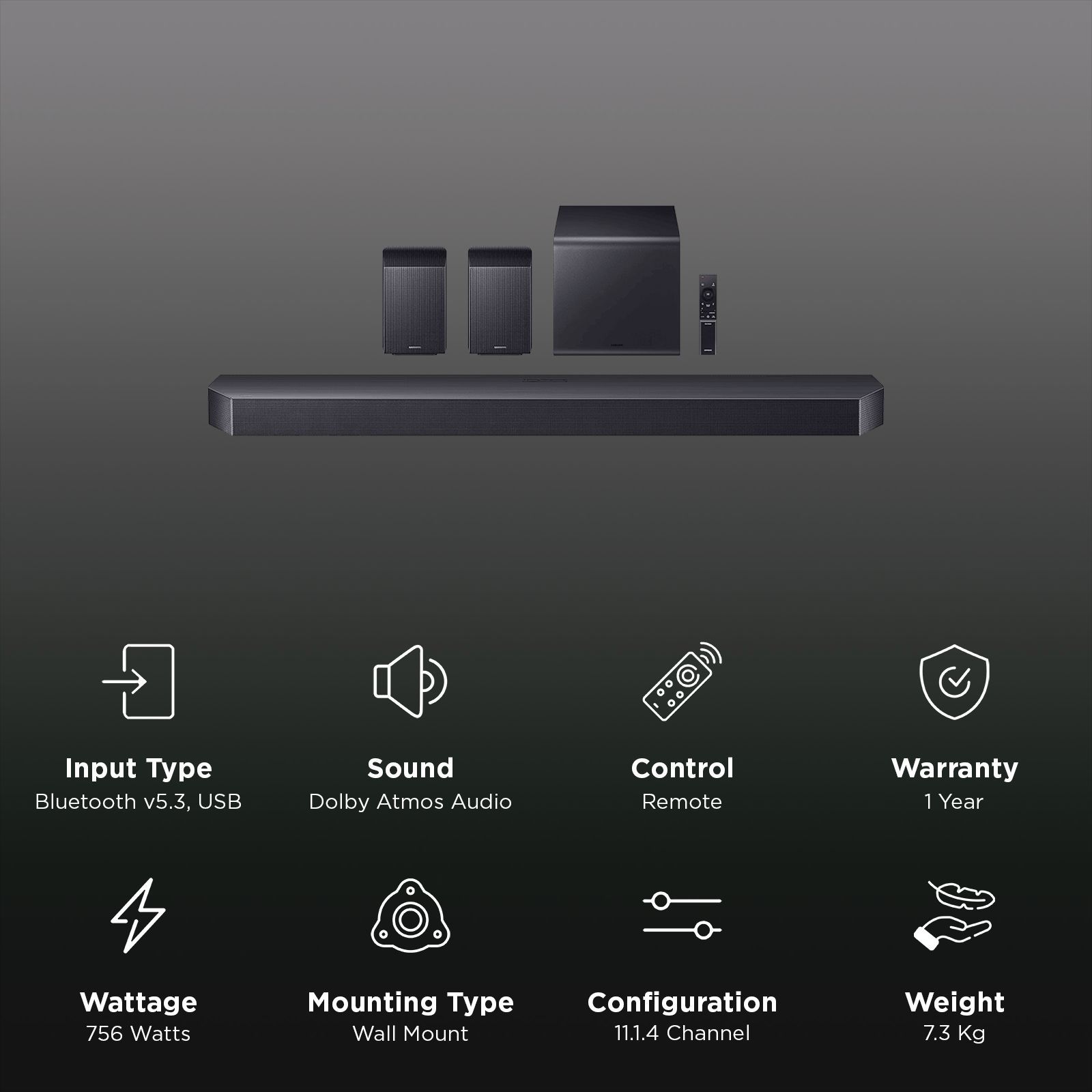 SAMSUNG Q Series 756W Soundbar with Remote (Dolby Atmos, 11.1.4 Channel, Titan Black)_3