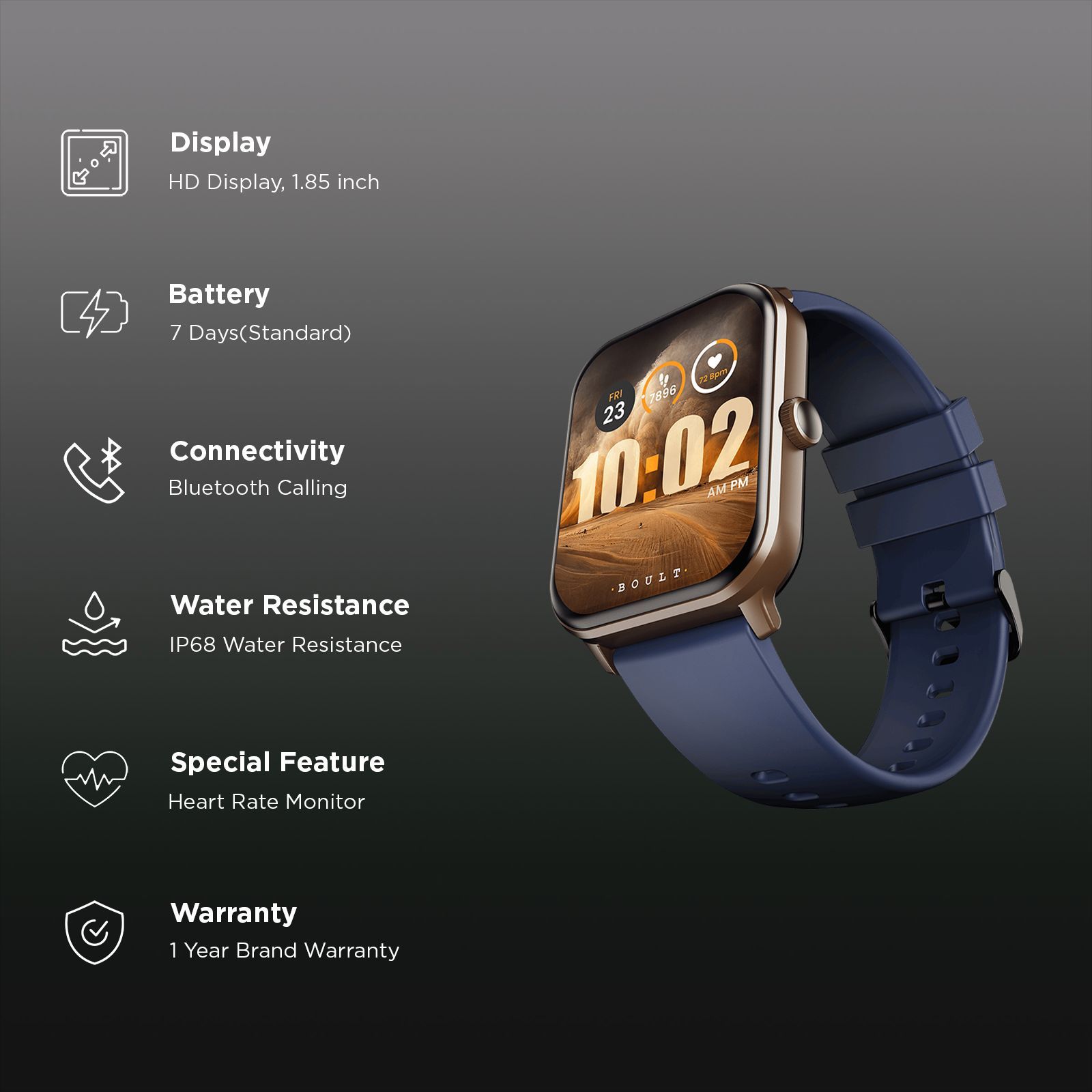 GOBOULT Drift+ Smartwatch with Bluetooth Calling (46.99mm HD Display, IP68 Water Resistant, Denim Blue) GOBOULT Drift+ Smartwatch with Bluetooth Calling (46.99mm HD Display, IP68 Water Resistant, Denim Blue)_3