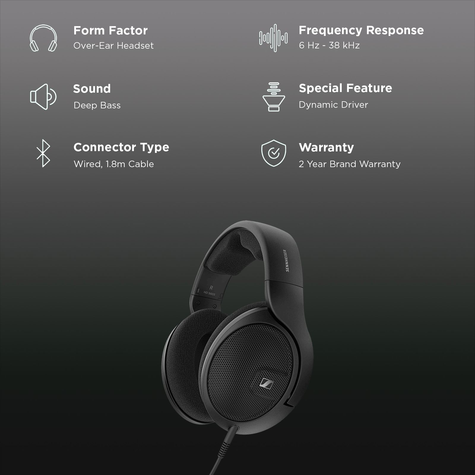 SENNHEISER HD 560S 509144 Wired Headphone without Mic (3.5mm Connector, Over Ear, Black) SENNHEISER HD 560S 509144 Wired Headphone without Mic (3.5mm Connector, Over Ear, Black)_2