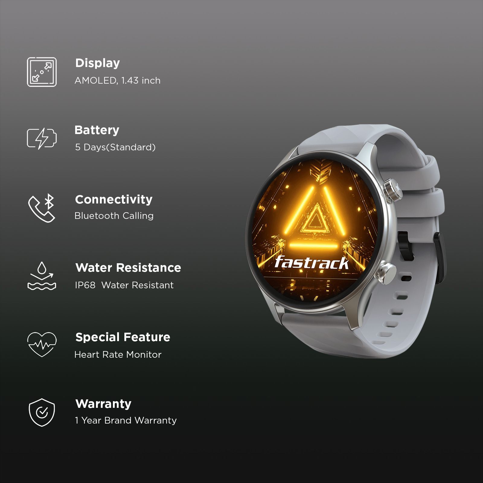 fastrack Optimus 2 Pro Smartwatch with Bluetooth Calling (36.3mm AMOLED Display, IP68 Water Resistant, Grey Strap)_3