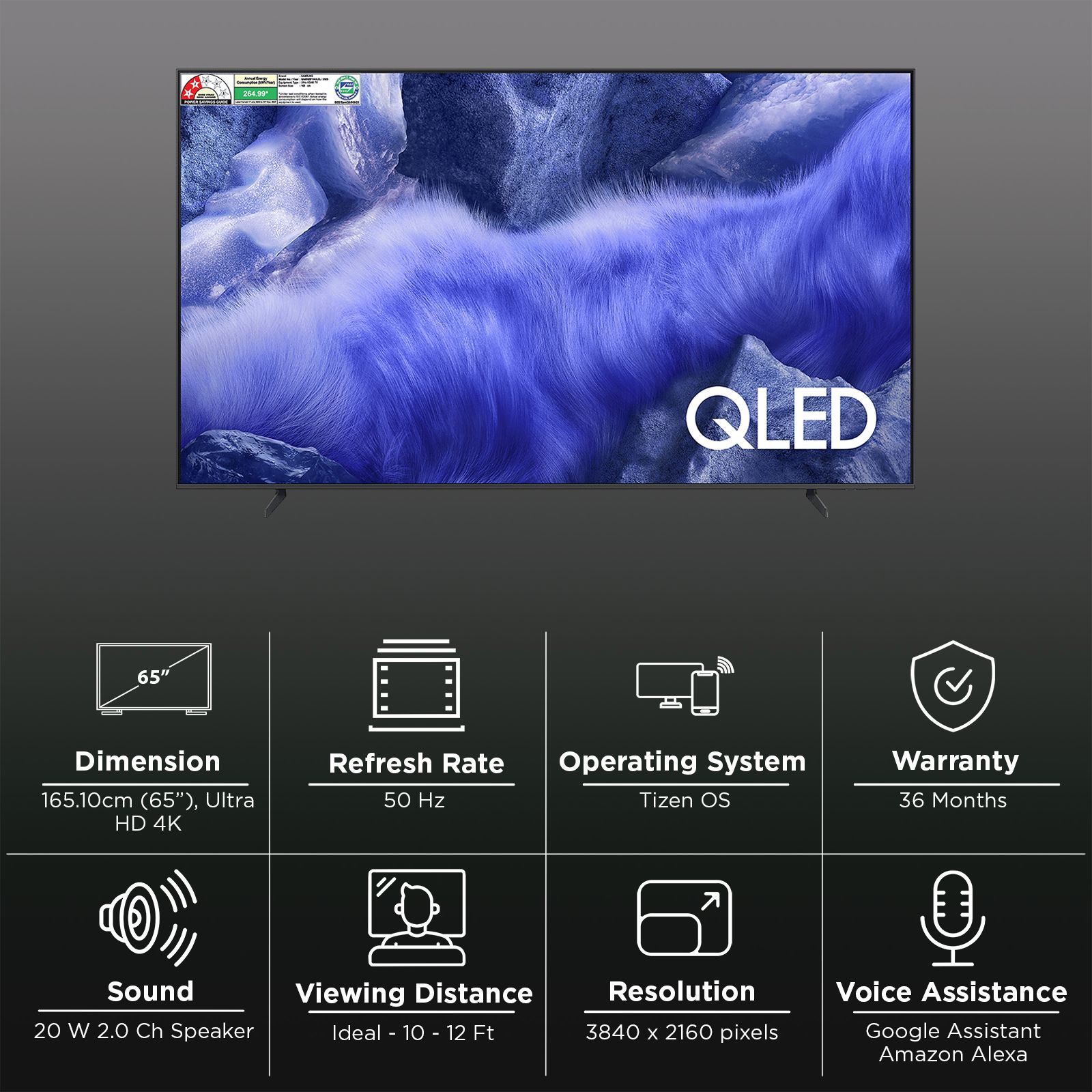 SAMSUNG QEF1 165.1 cm (65 inch) 4K Ultra HD QLED Smart Tizen TV with Google Assistant (2025 model)_3
