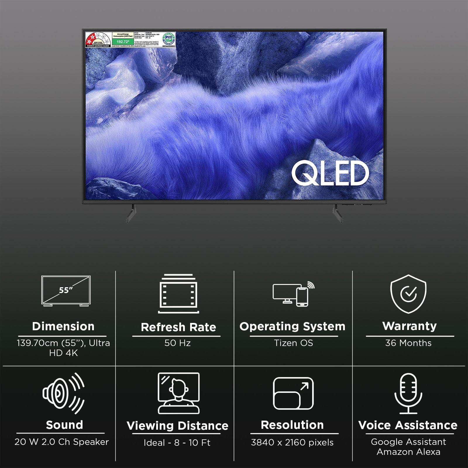 SAMSUNG QEF1 139.7 cm (55 inch) 4K Ultra HD QLED Smart Tizen TV with Google Assistant (2025 model) SAMSUNG QEF1 139.7 cm (55 inch) 4K Ultra HD QLED Smart Tizen TV with Google Assistant (2025 model)_2