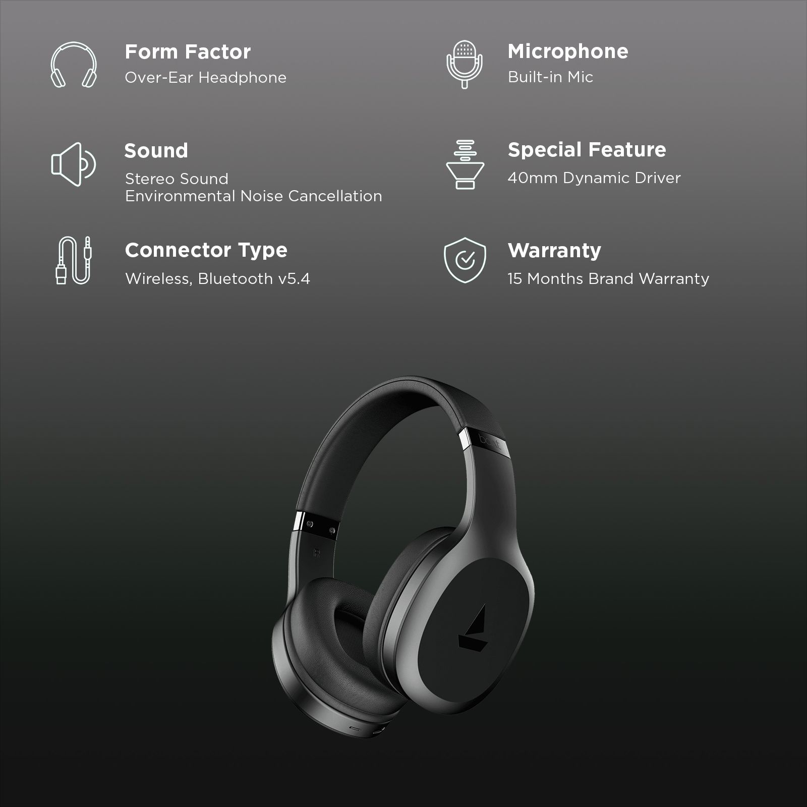 boAt Rockerz 412 Bluetooth Headphone with Mic (60 Hours Playback, Over Ear, Active Black)q_2