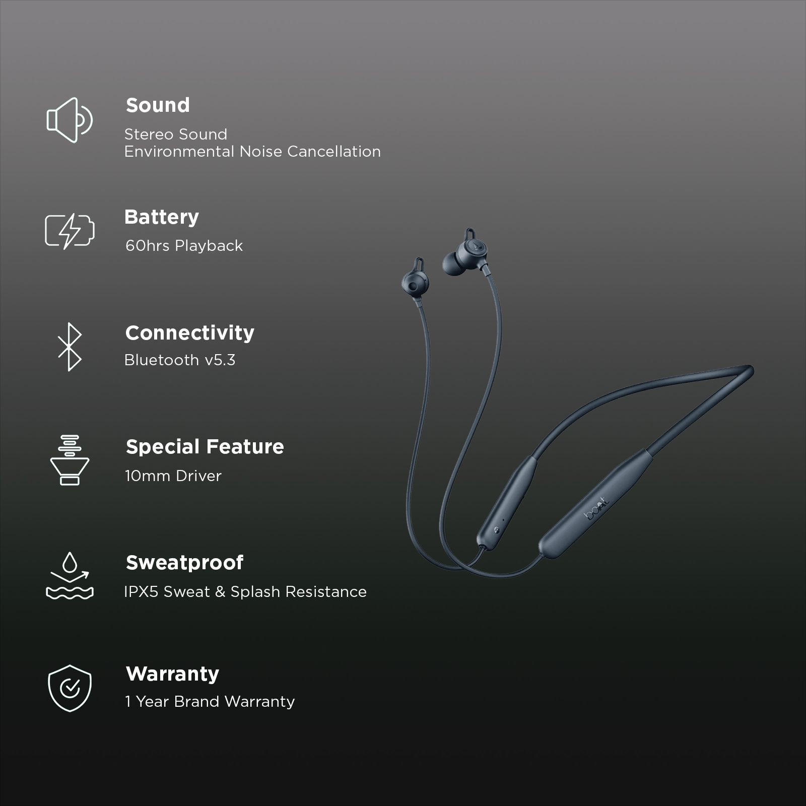 boAt Rockerz 200 Neckband with Environmental Noise Cancellation (IPX5 Sweat & Splash Resistance, Magnetic Buds, Blue)_2