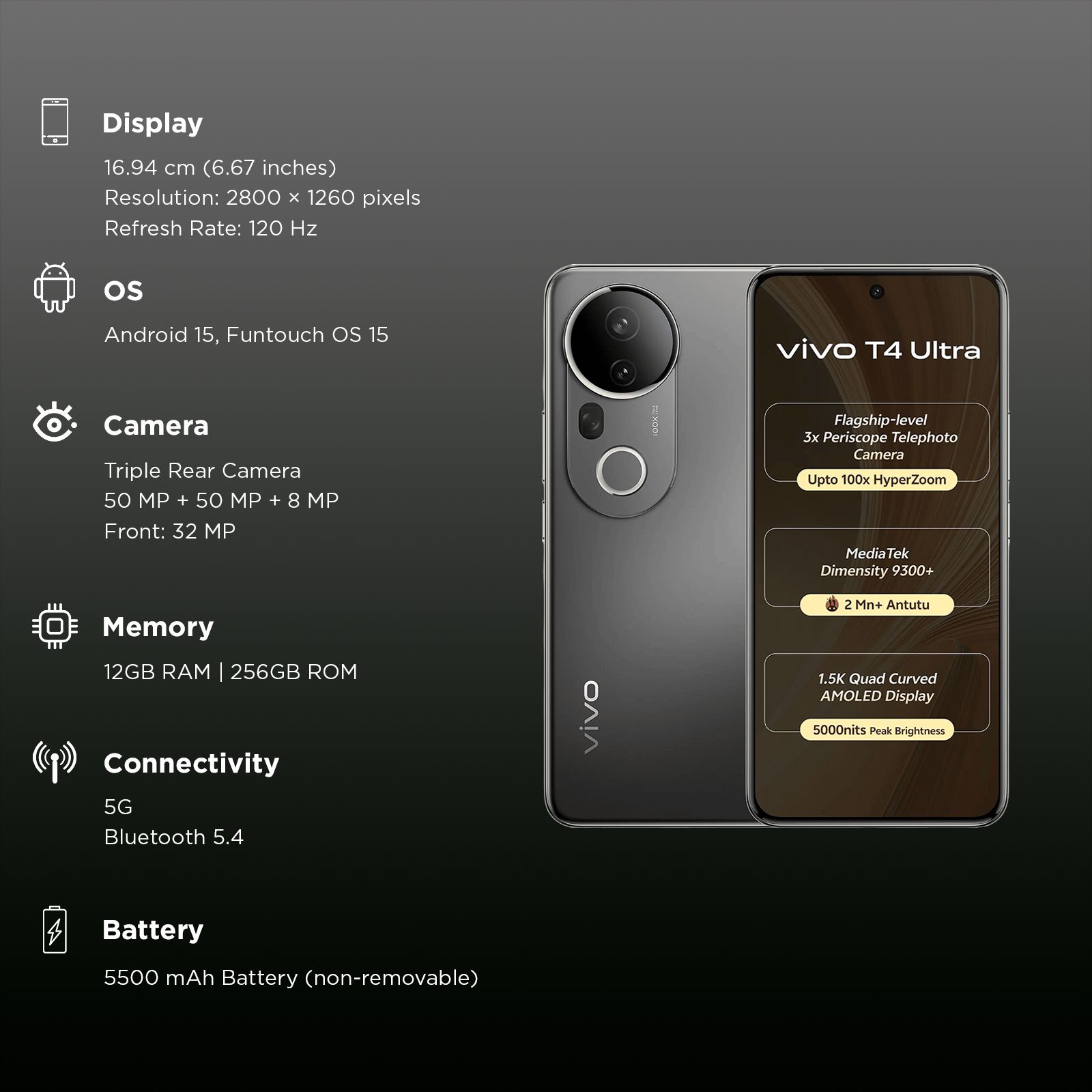 vivo T4 Ultra 5G (12GB RAM, 256GB, Meteor Grey)_3