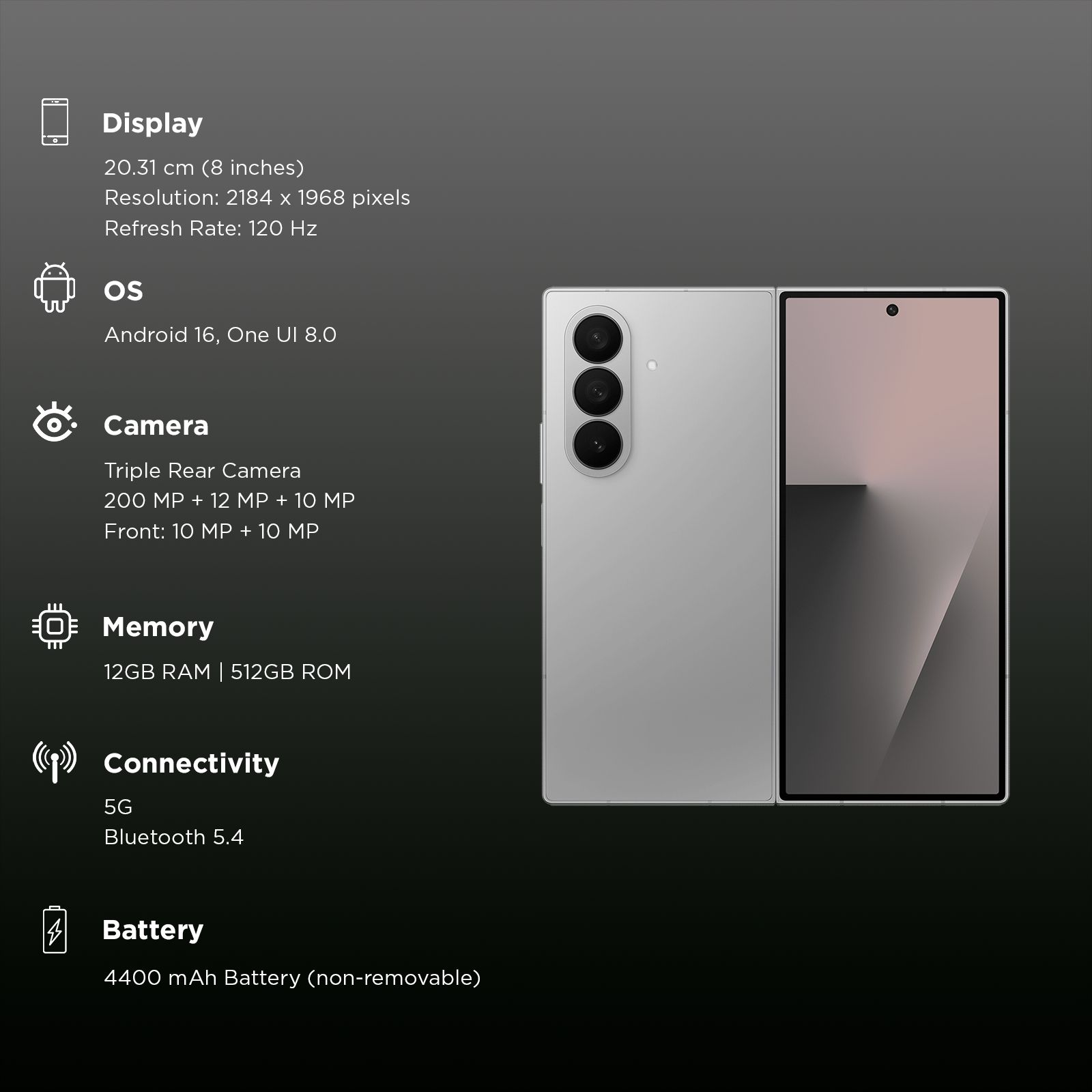 SAMSUNG Galaxy Z Fold7 5G (12GB RAM, 512GB, Silver Shadow)_2