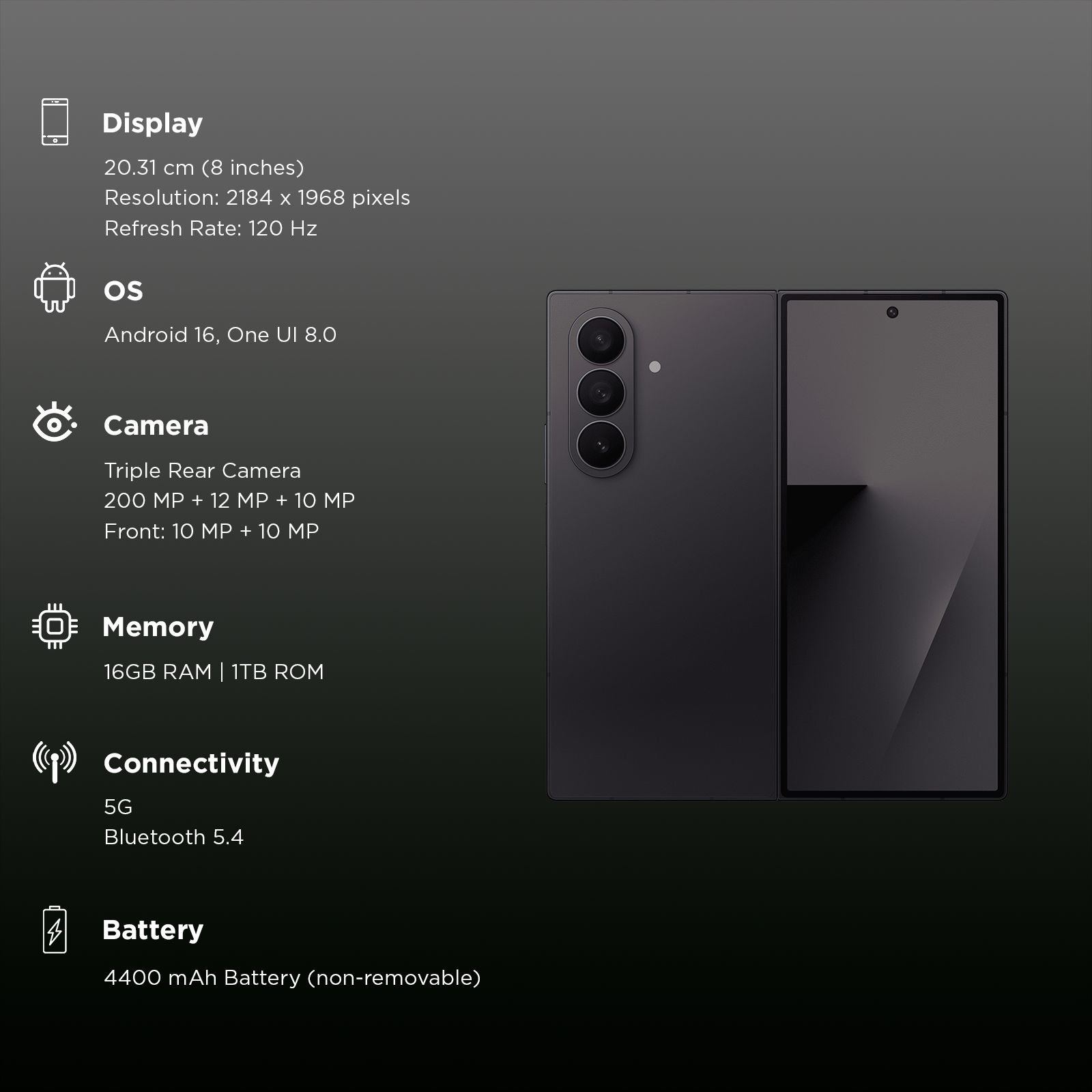 SAMSUNG Galaxy Z Fold7 5G (16GB RAM, 1TB, Jetblack)_2