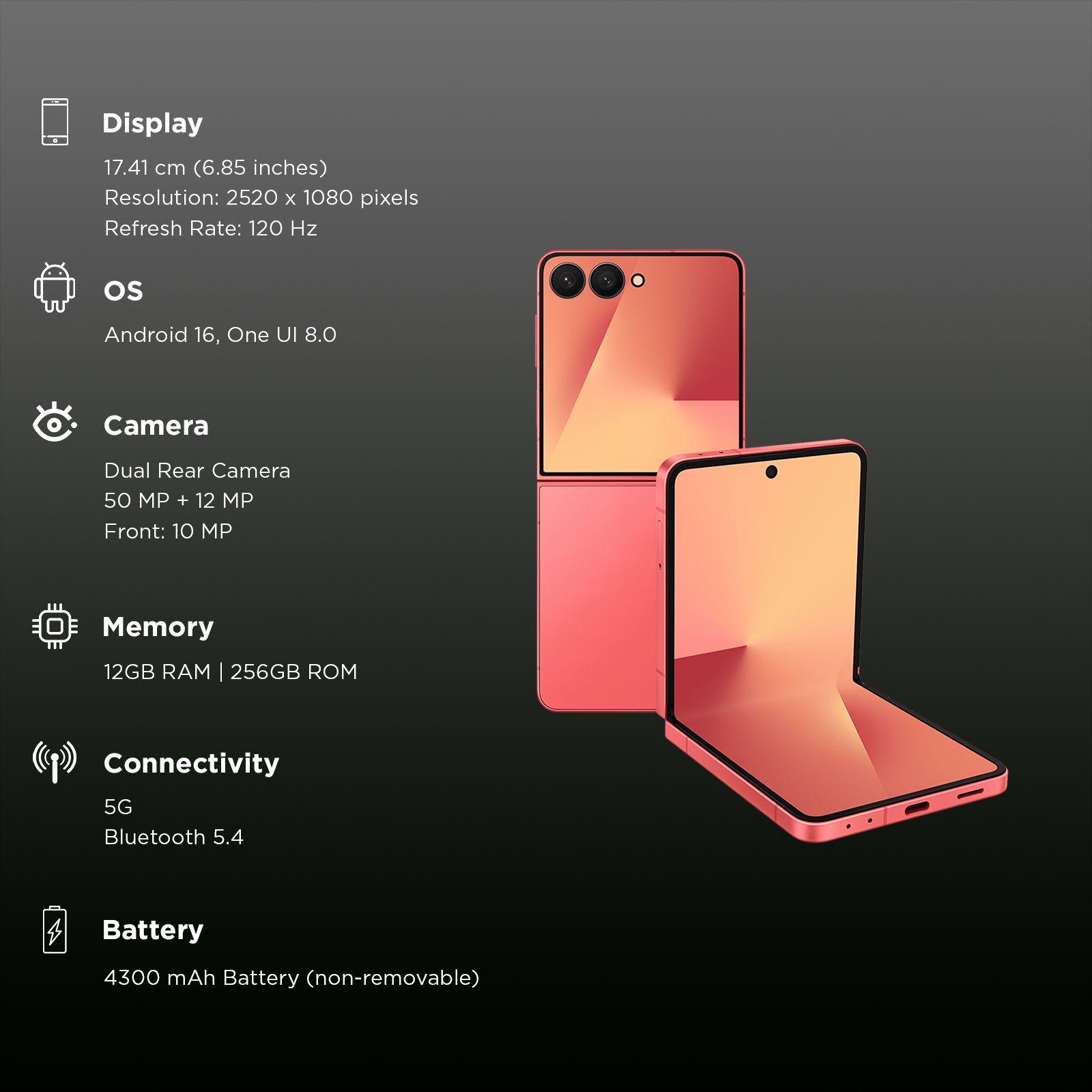 SAMSUNG Galaxy Z Flip7 5G (12GB RAM, 256GB, Coralred)_2