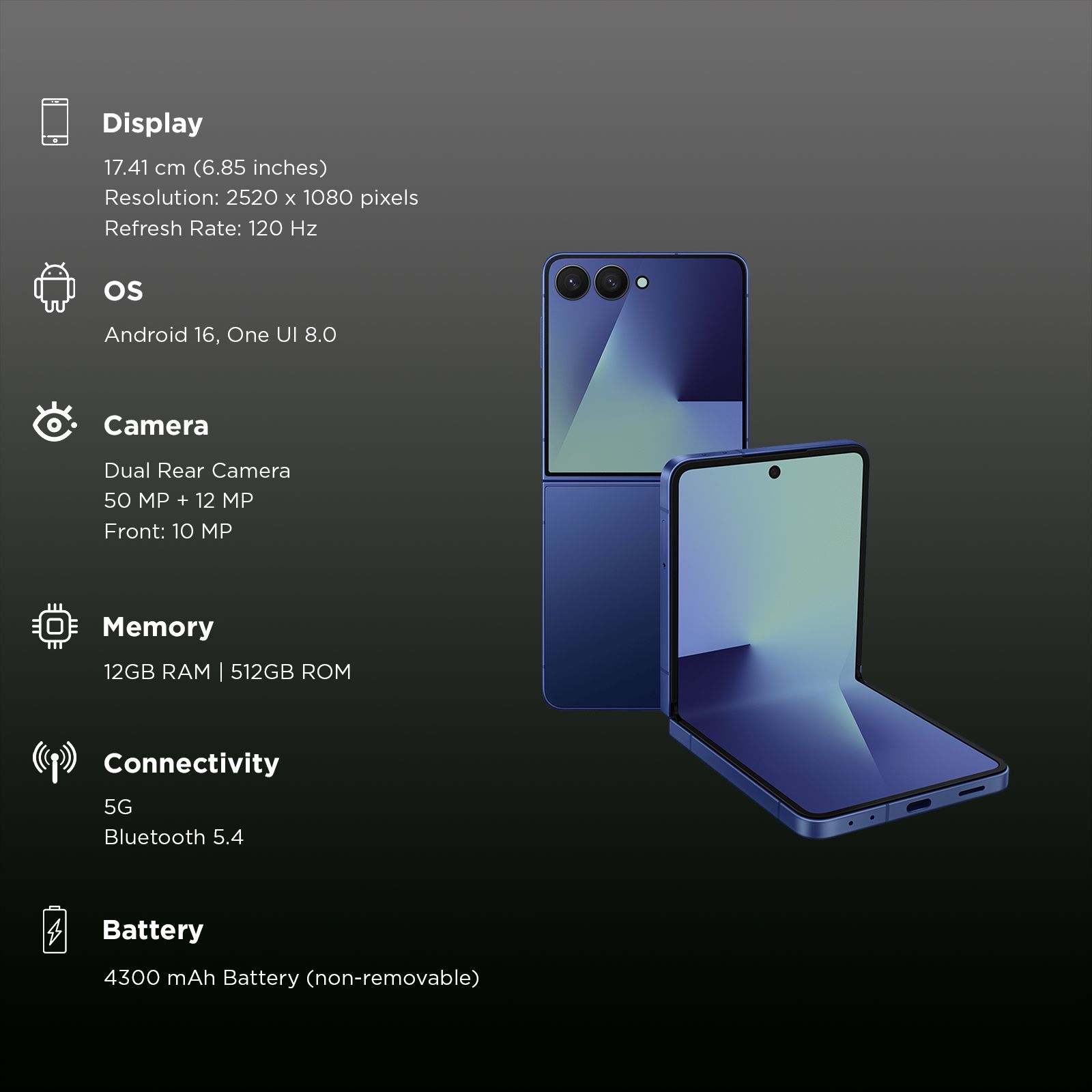 SAMSUNG Galaxy Z Flip7 5G (12GB RAM, 512GB, Blue Shadow)_2