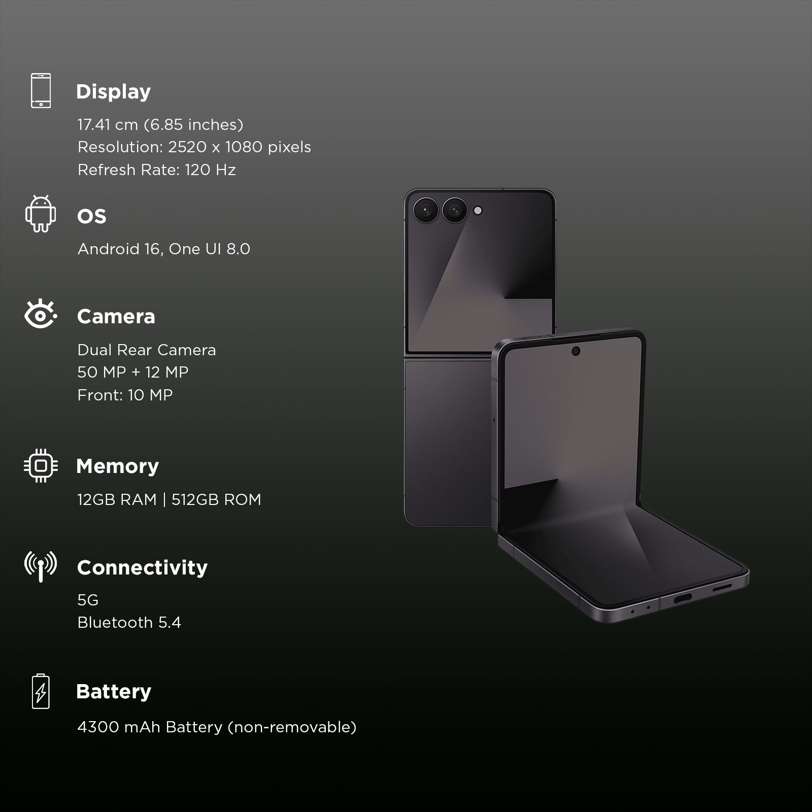 SAMSUNG Galaxy Z Flip7 5G (12GB RAM, 512GB, Jetblack)_2