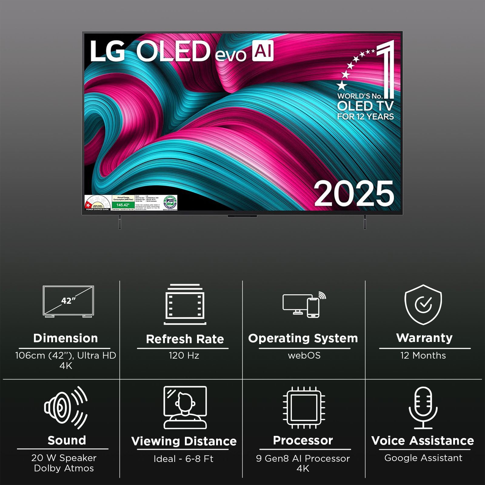 LG evo AI C5 106 cm (42 inch) OLED 4K Ultra HD Smart WebOS TV with Dolby Vision & Dolby Atmos (2025 model)_4