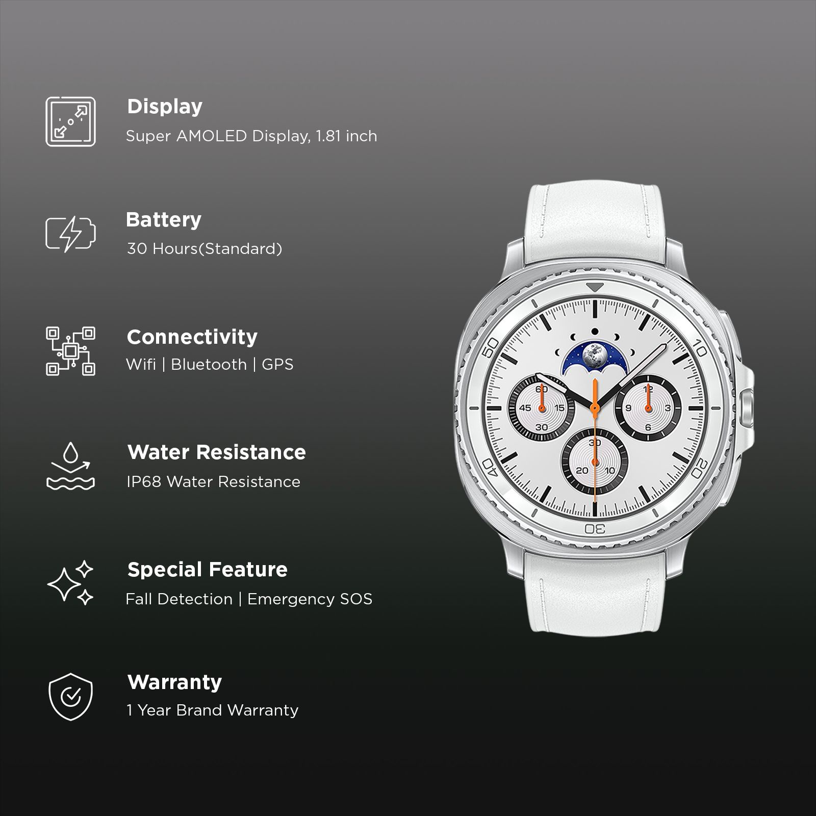 SAMSUNG Galaxy Watch8 Classic GPS+Wi-Fi+BT Wear OS Smartwatch (4.6 cm Super AMOLED Display, 3 nm Processor, Fall Detection, Hybrid Strap)_2