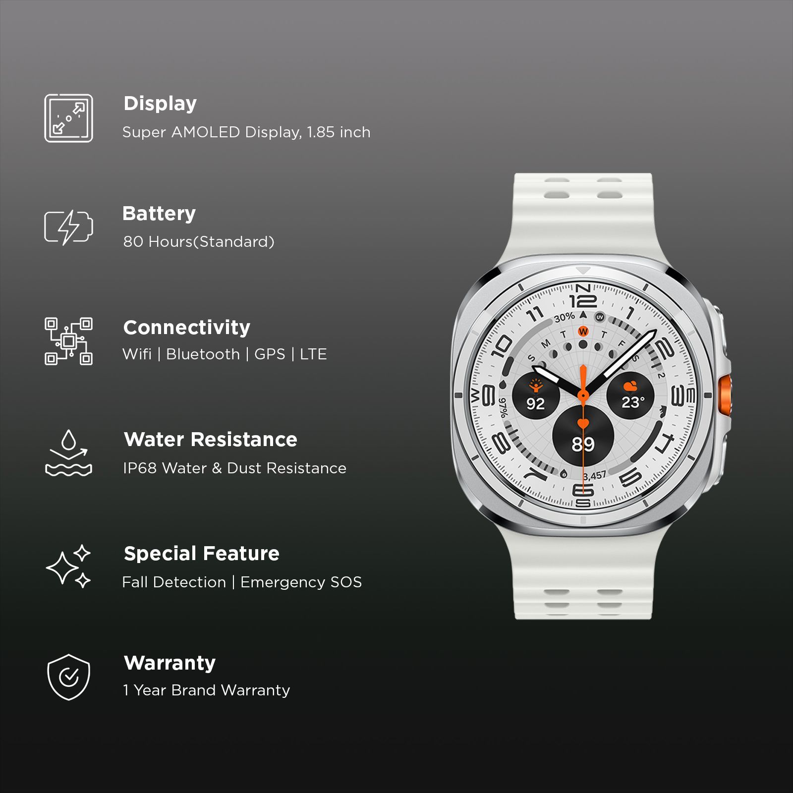 SAMSUNG Galaxy Watch Ultra 2025 GPS+BT+Wi-Fi+LTE Wear OS Smartwatch (47mm Super AMOLED Display, 3nm Processor, Fall Detection, Marine Strap)_2