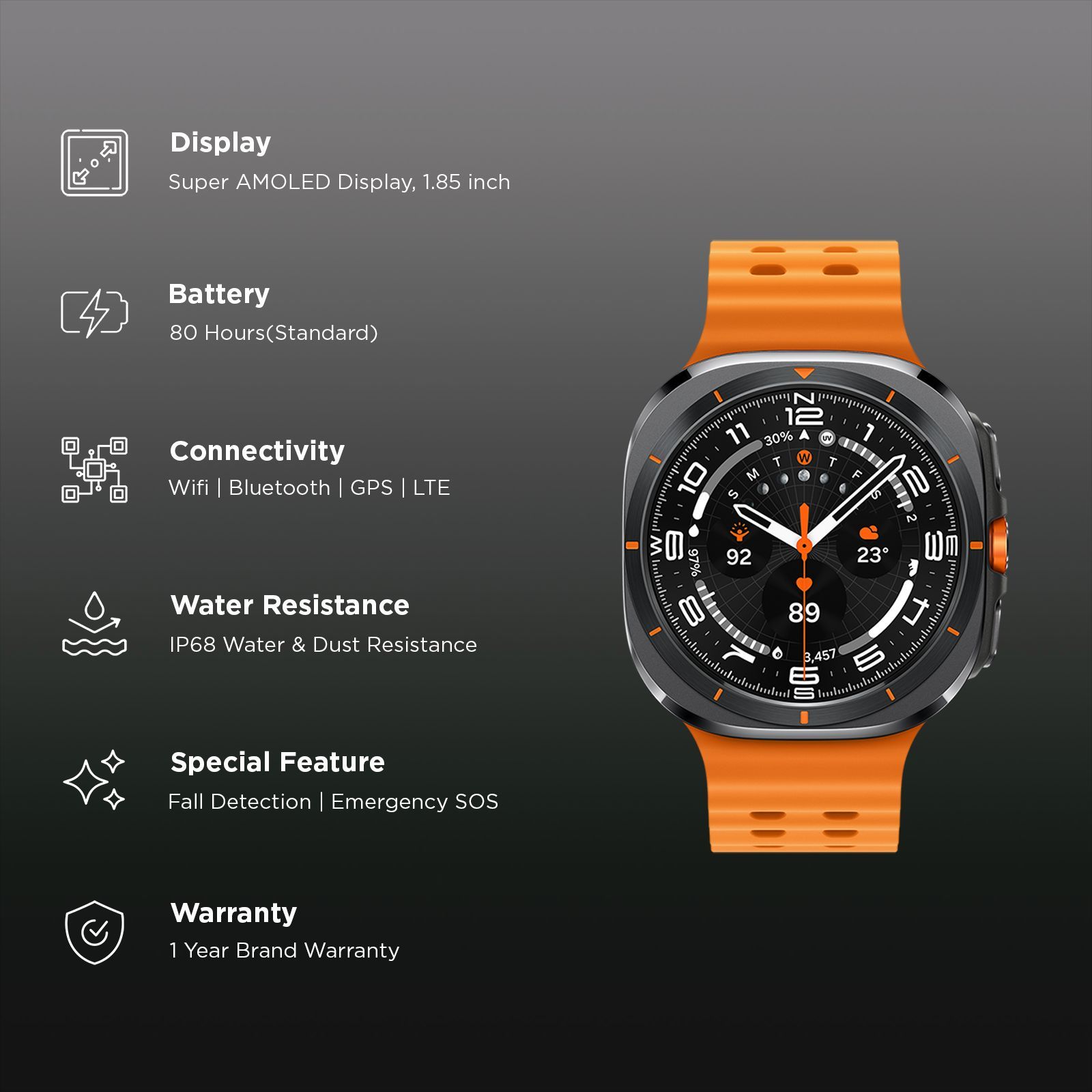 SAMSUNG Galaxy Watch Ultra 2025 GPS+BT+Wi-Fi+LTE Wear OS Smartwatch (47mm Super AMOLED Display, 3nm Processor, Fall Detection, Marine Strap)_3