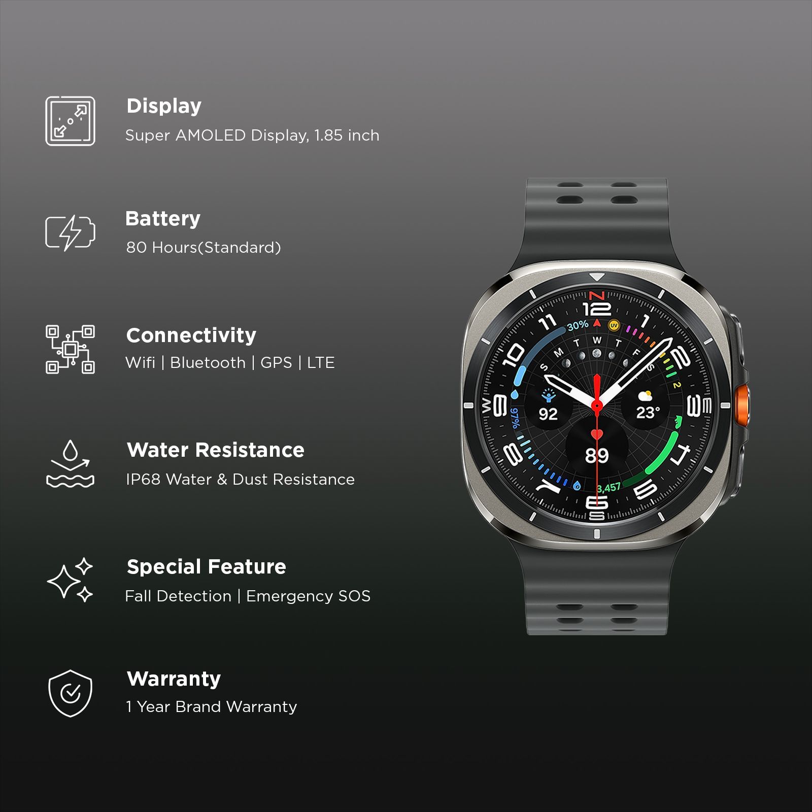 SAMSUNG Galaxy Watch Ultra 2025 GPS+BT+Wi-Fi+LTE Wear OS Smartwatch (47mm Super AMOLED Display, 3nm Processor, Fall Detection, Marine Strap)_2