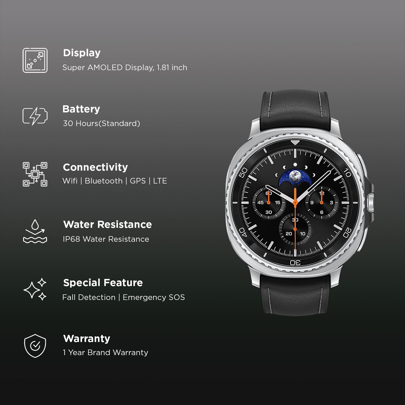 SAMSUNG Galaxy Watch8 Classic GPS+Wi-Fi+BT+LTE Wear OS Smartwatch (4.6 cm Super AMOLED Display, 3 nm Processor, Fall Detection, Hybrid Strap)_2
