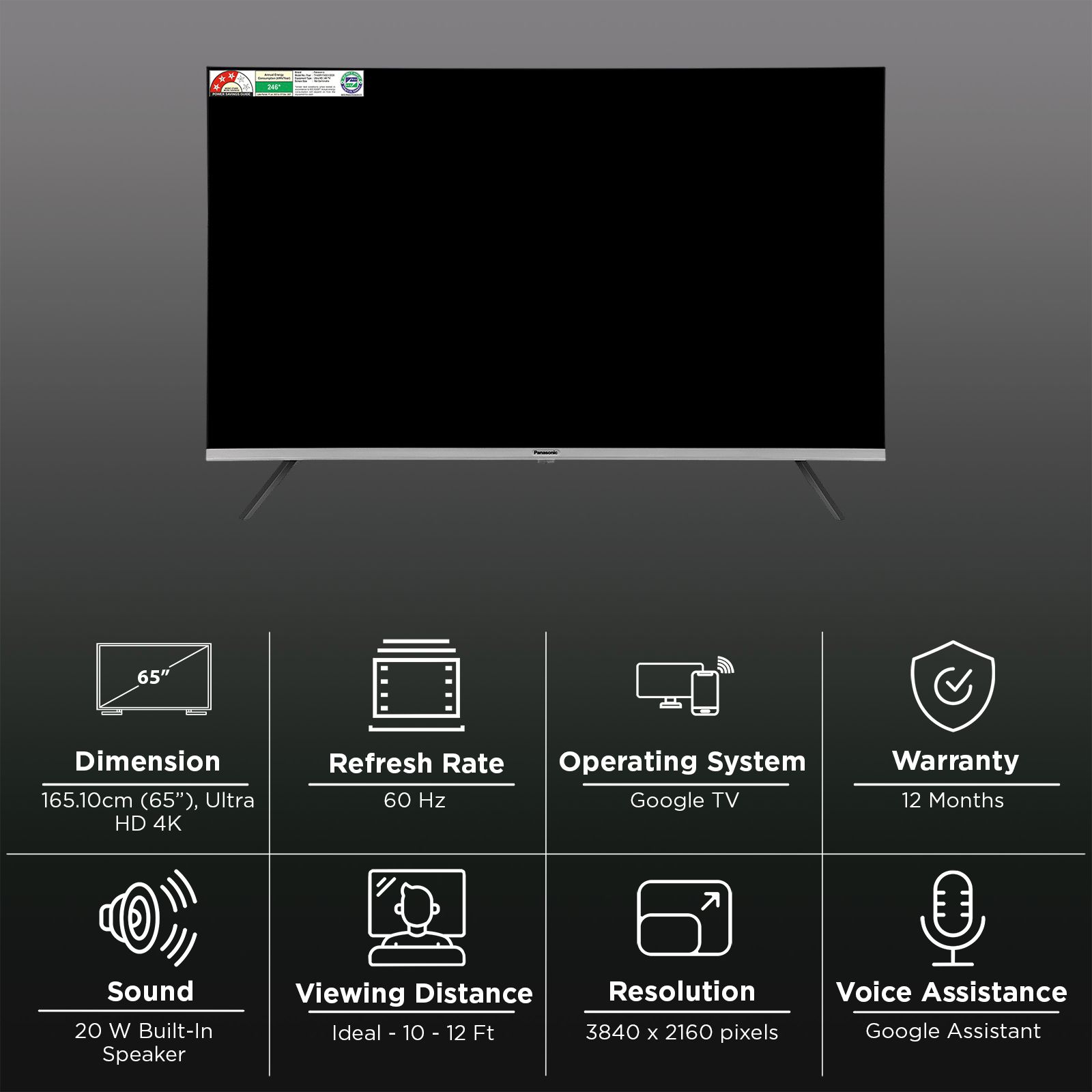Panasonic 165.1 cm (65 inch) 4K Ultra HD LED Smart Google TV with Dolby Digital (2025 model)_3