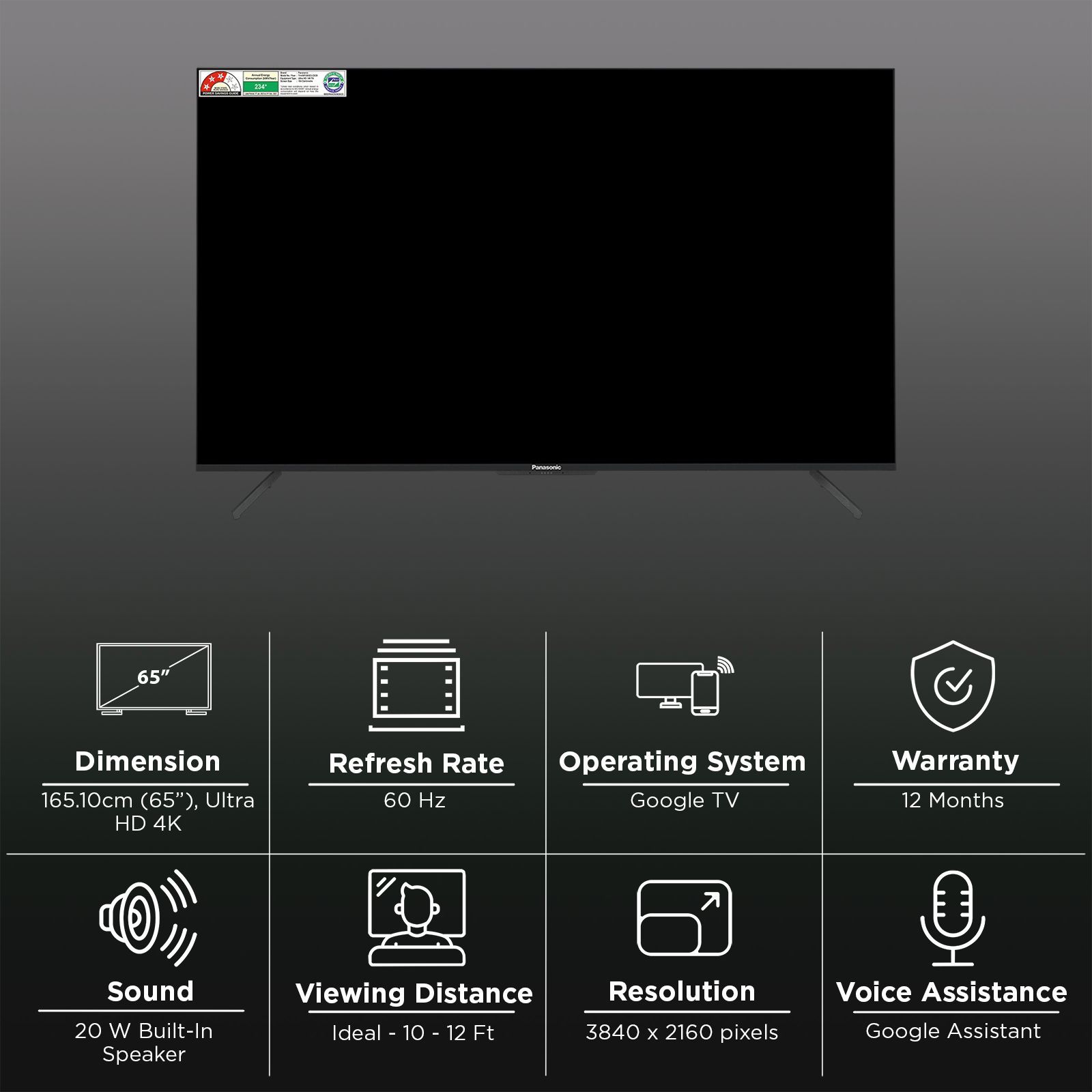 Panasonic 165.1 cm (65 inch) 4K Ultra HD LED Smart Google TV with Dolby Digital (2025 Model)_3