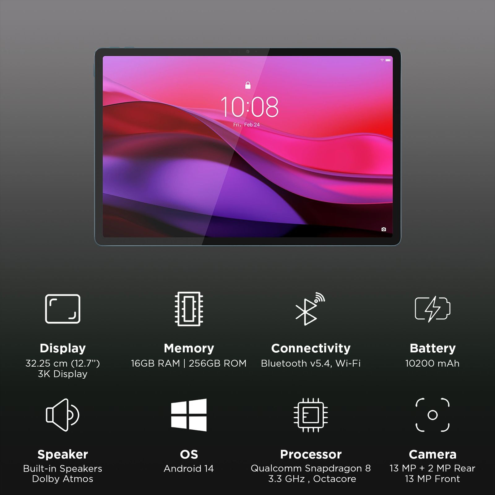Lenovo Yoga Tab Plus Wi-Fi Android Tablet (12.7 Inch, 16GB RAM, 256GB ROM, Tidal Teal) Lenovo Yoga Tab Plus Wi-Fi Android Tablet (12.7 Inch, 16GB RAM, 256GB ROM, Tidal Teal)_3
