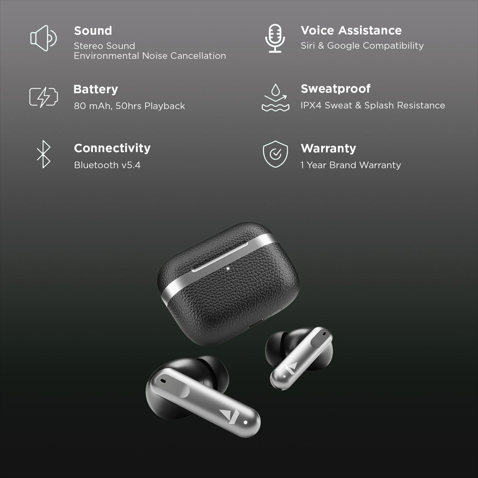 boAt Airdopes 111v2 TWS Earbuds with Environmental Noise Cancellation (IPX4 Splash & Sweat Resistance, ASAP Charge, Classic Black) _2