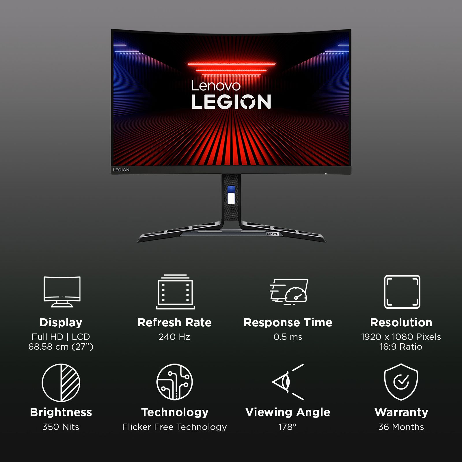 Lenovo Legion R27fc-30 68.58 cm (27 inch) Full HD VA Panel Edgeless Gaming Monitor with AMD FreeSync Lenovo Legion R27fc-30 68.58 cm (27 inch) Full HD VA Panel Edgeless Gaming Monitor with AMD FreeSync_3