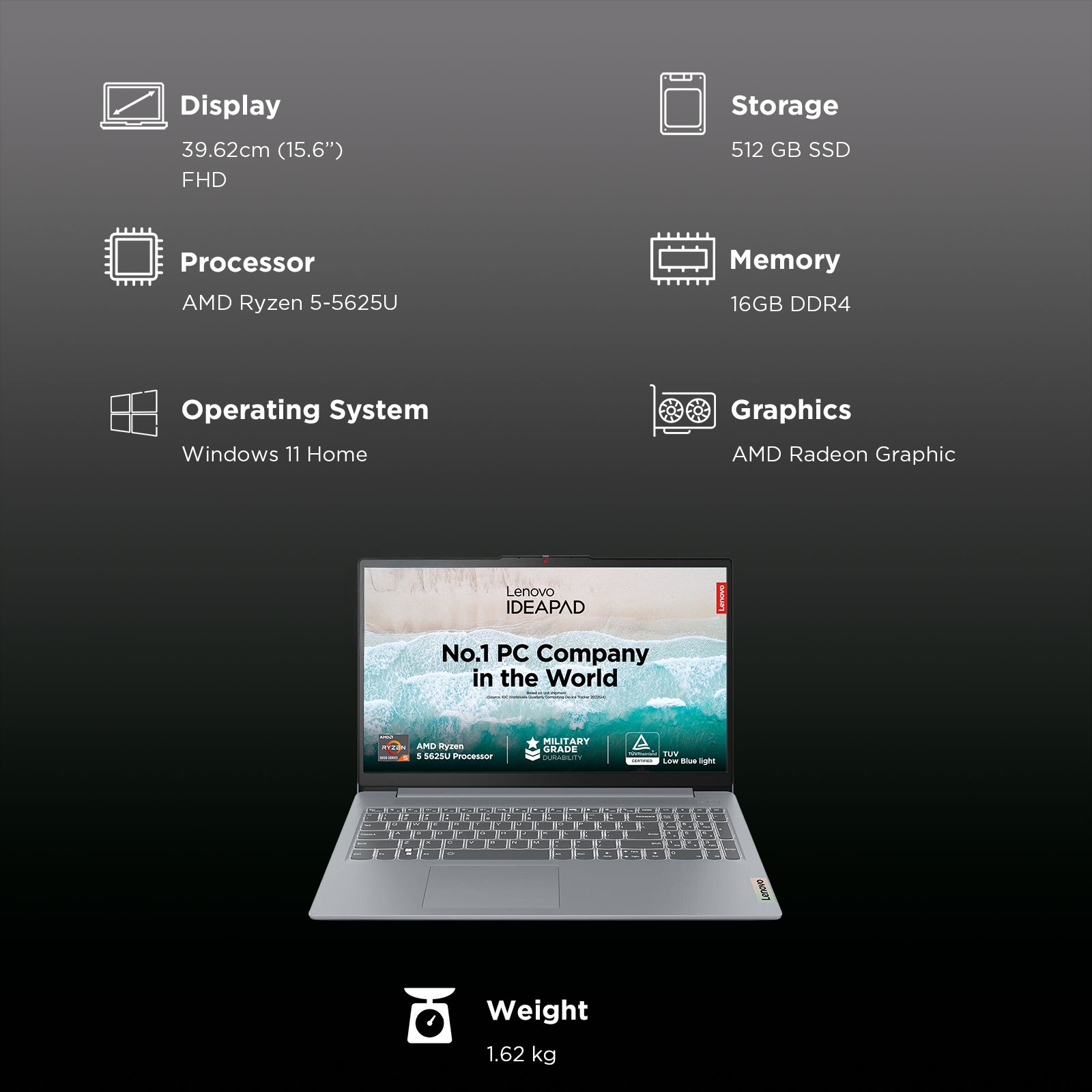 Lenovo IdeaPad Slim 3 15ABR8 AMD Ryzen 5 Thin & Light Laptop (16GB RAM, 512GB SSD, Windows 11 Home, 15.6 inch Full HD Display, MS Office Home 2024, Arctic Grey, 1.62 KG) Lenovo IdeaPad Slim 3 15ABR8 AMD Ryzen 5 Thin & Light Laptop (16GB RAM, 512GB SSD, Windows 11 Home, 15.6 inch Full HD Display, MS Office Home 2024, Arctic Grey, 1.62 KG)_3