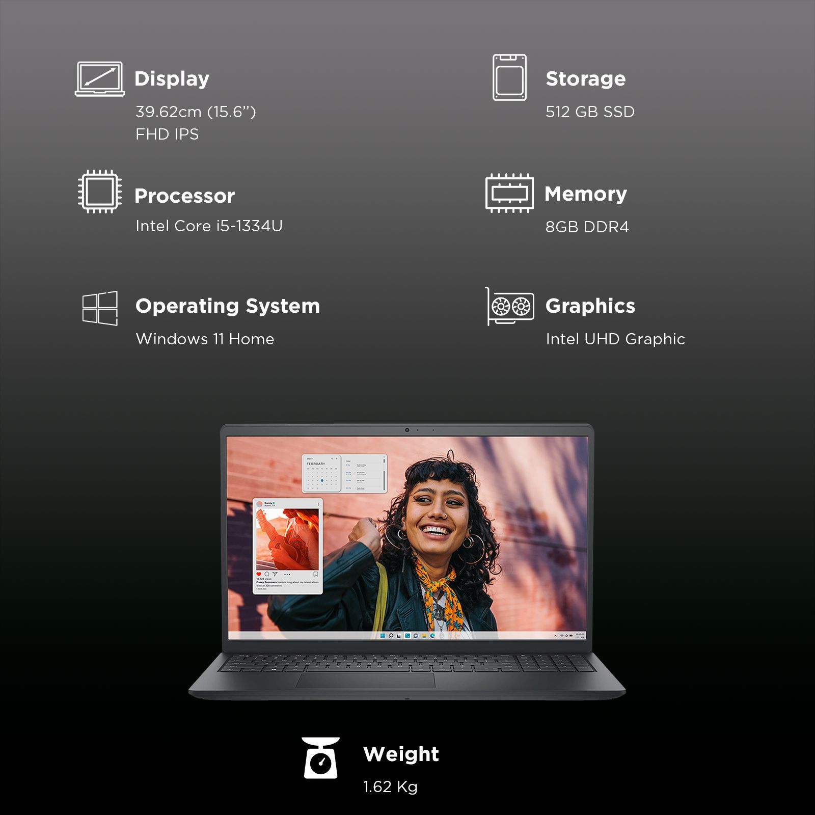 DELL Inspiron 15 Intel Core i5 13th Gen Thin & Light Laptop (8GB, 512GB SSD, Windows 11 Home, 15.6 inch Full HD IPS Display, MS Office Home, Carbon Black, 1.62 KG) DELL Inspiron 15 Intel Core i5 13th Gen Thin & Light Laptop (8GB, 512GB SSD, Windows 11 Home, 15.6 inch Full HD IPS Display, MS Office Home, Carbon Black, 1.62 KG)_3