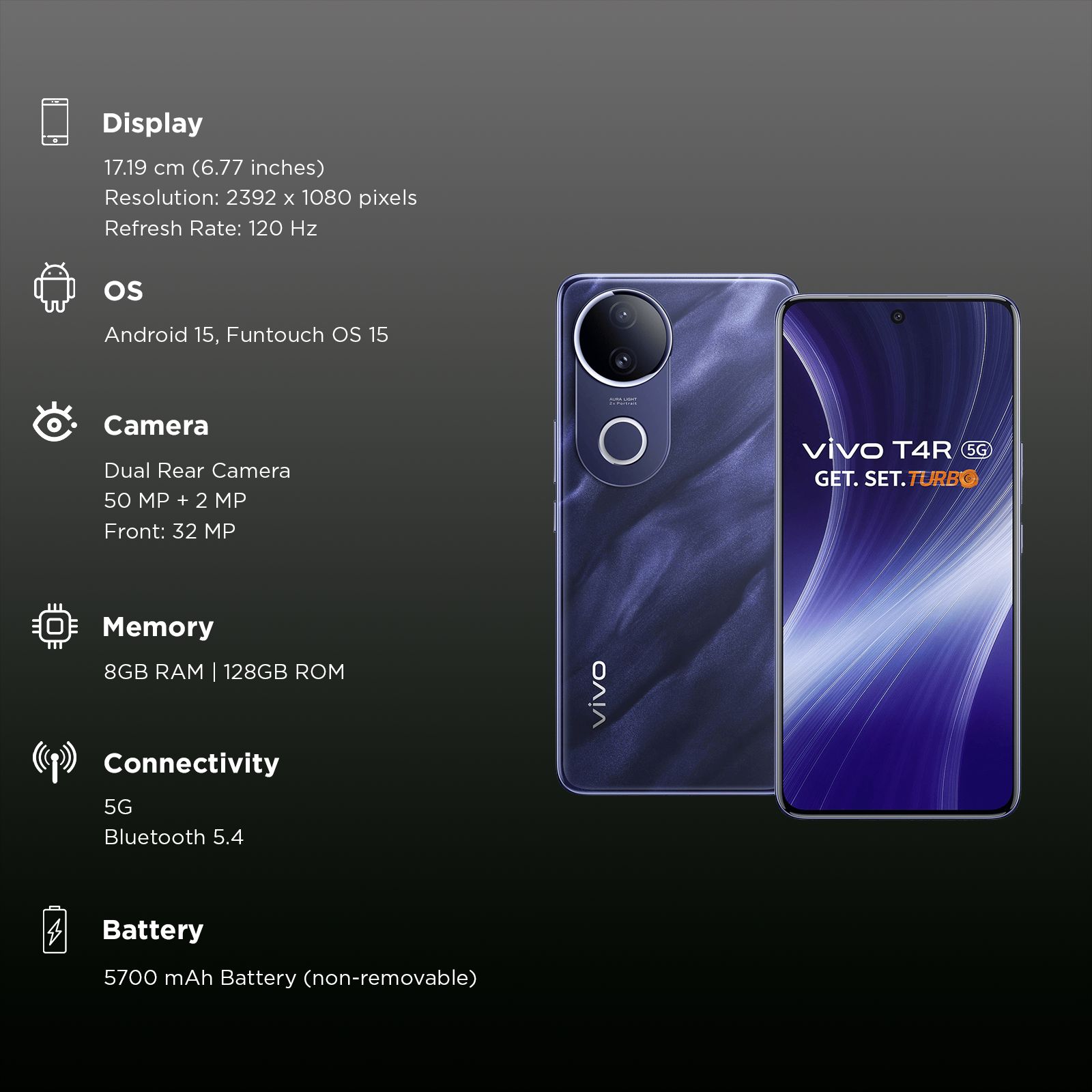 vivo T4R 5G (8GB RAM, 128GB, Twilight Blue)_3