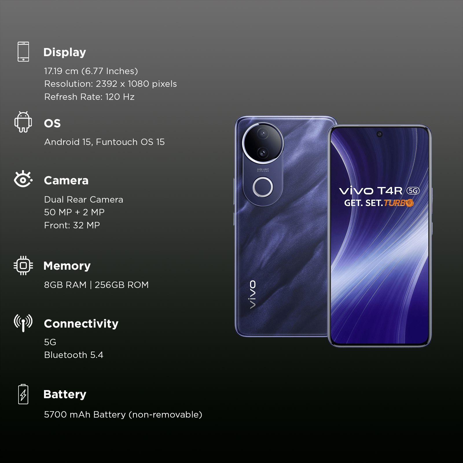 vivo T4R 5G (8GB RAM, 256GB, Twilight Blue) vivo T4R 5G (8GB RAM, 256GB, Twilight Blue)_3