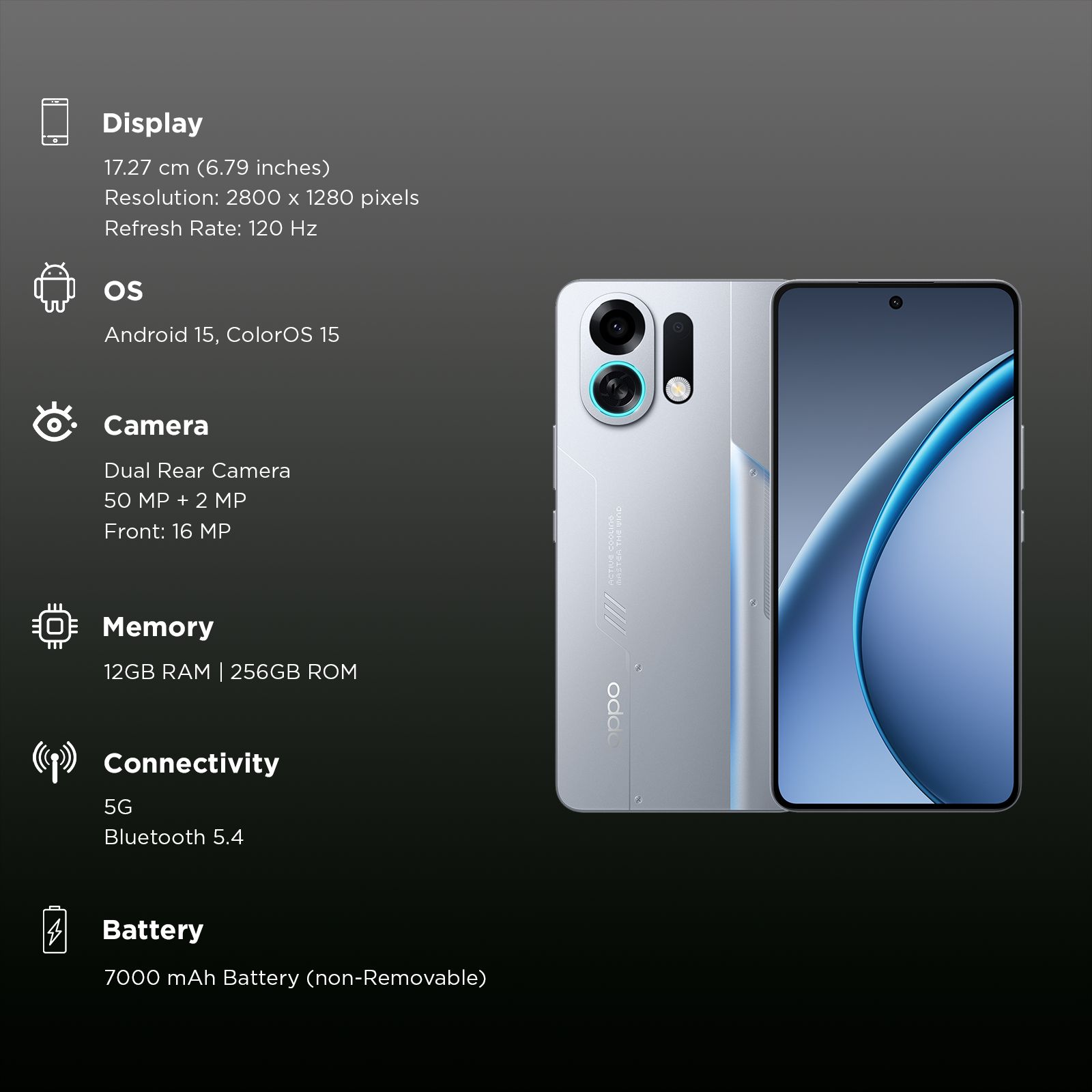 oppo K13 Turbo Pro 5G (12GB RAM, 256GB, Silver Knight)_2