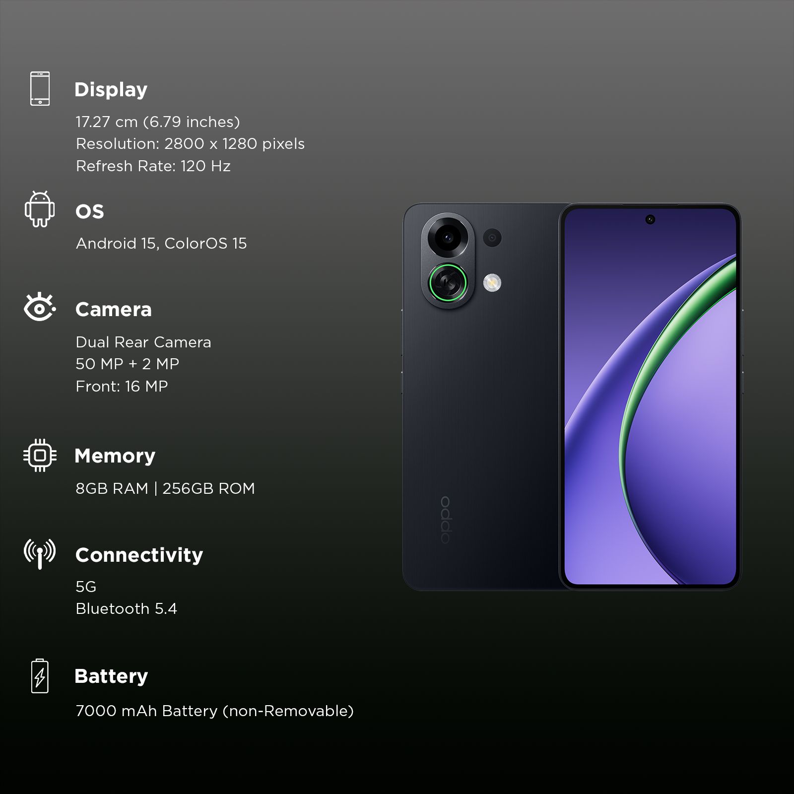 oppo K13 Turbo 5G (8GB RAM, 256GB, Midnight Maverick)_2