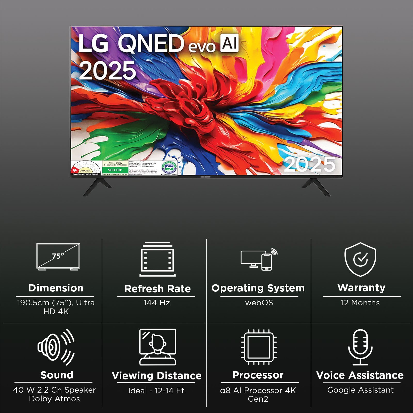LG evo AI 189 cm (75 inch) QNED MiniLED 4K Ultra HD Smart WebOS TV With AI Picture Pro (2025 model)_3