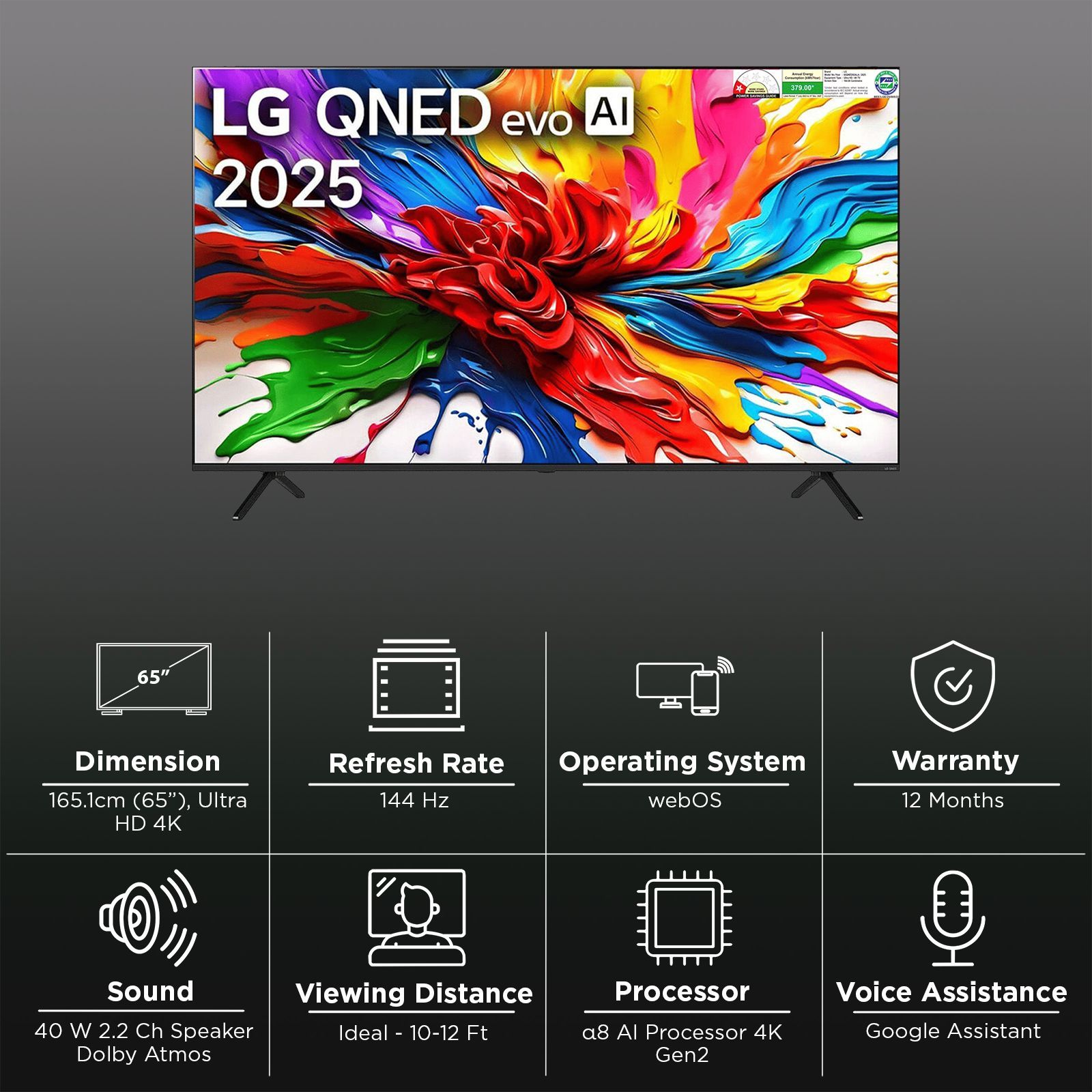 LG evo AI 165.1 cm (65 inch) QNED MiniLED 4K Ultra HD Smart WebOS TV with Intelligent Voice Recognition (2025 model)_3