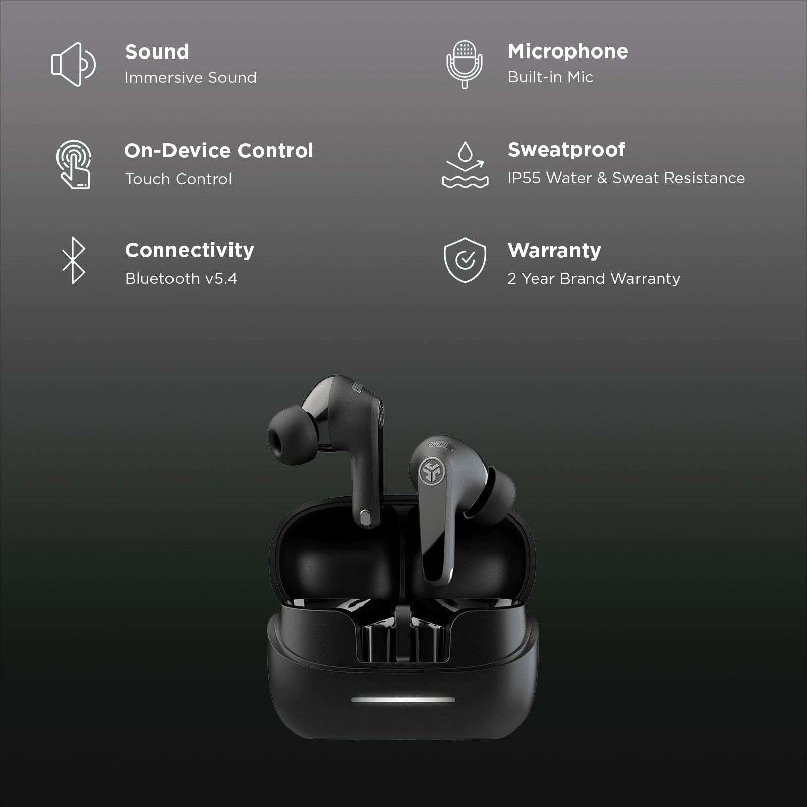 JLAB JBUDS Pods TWS Earbuds with Hybrid Active Noise Cancellation (IP55 Water Resistant, Google Fast Pair, Black)_3