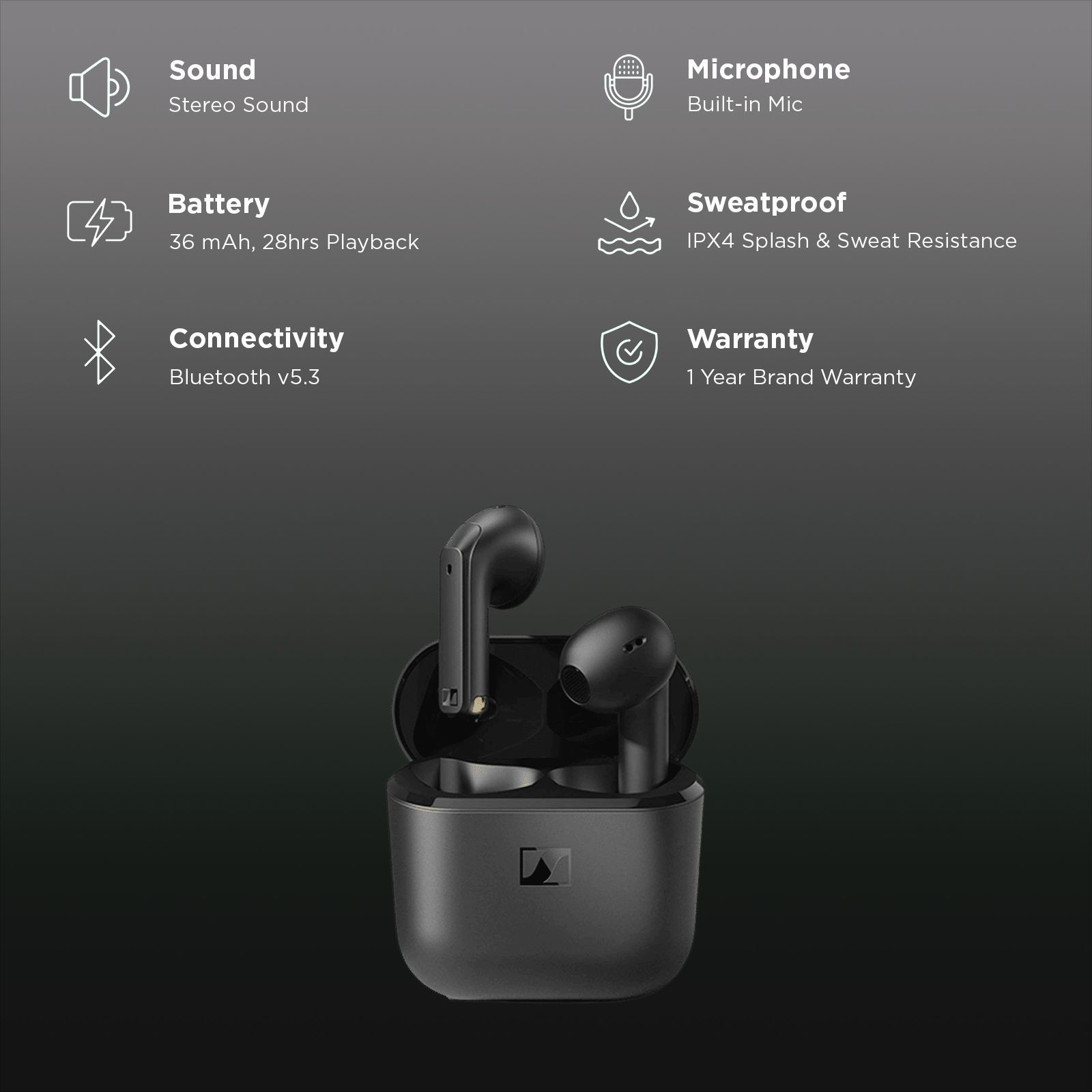 SENNHEISER Accentum Open OTW1BLK TWS Earbuds (IPX4 Splash & Sweat Resistance, Sennheiser Sound Tuning, Black)_2