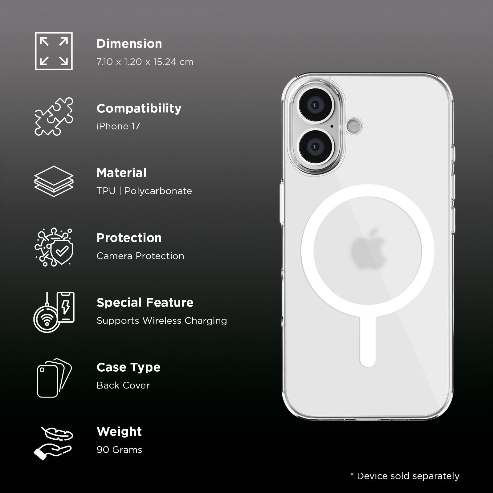 Croma Frost Tempered Glass & TPU Back Cover Combo for Apple iPhone 17 (Magsafe Charging Compatible, Clear Ice) Croma Frost Tempered Glass & TPU Back Cover Combo for Apple iPhone 17 (Magsafe Charging Compatible, Clear Ice)_2