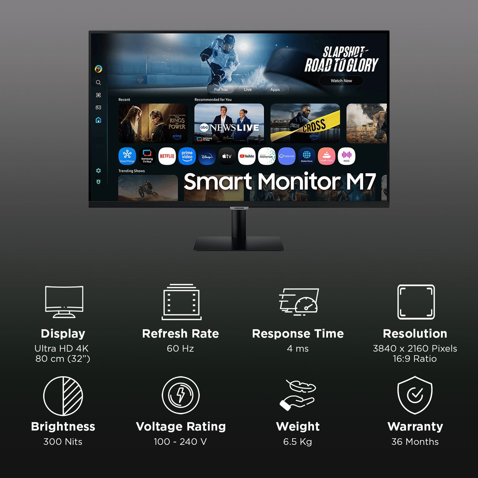 SAMSUNG M7 80 cm (32 inch) 4K Ultra HD VA Panel Ultra Wide Monitor with AI Picture Optimizer_3