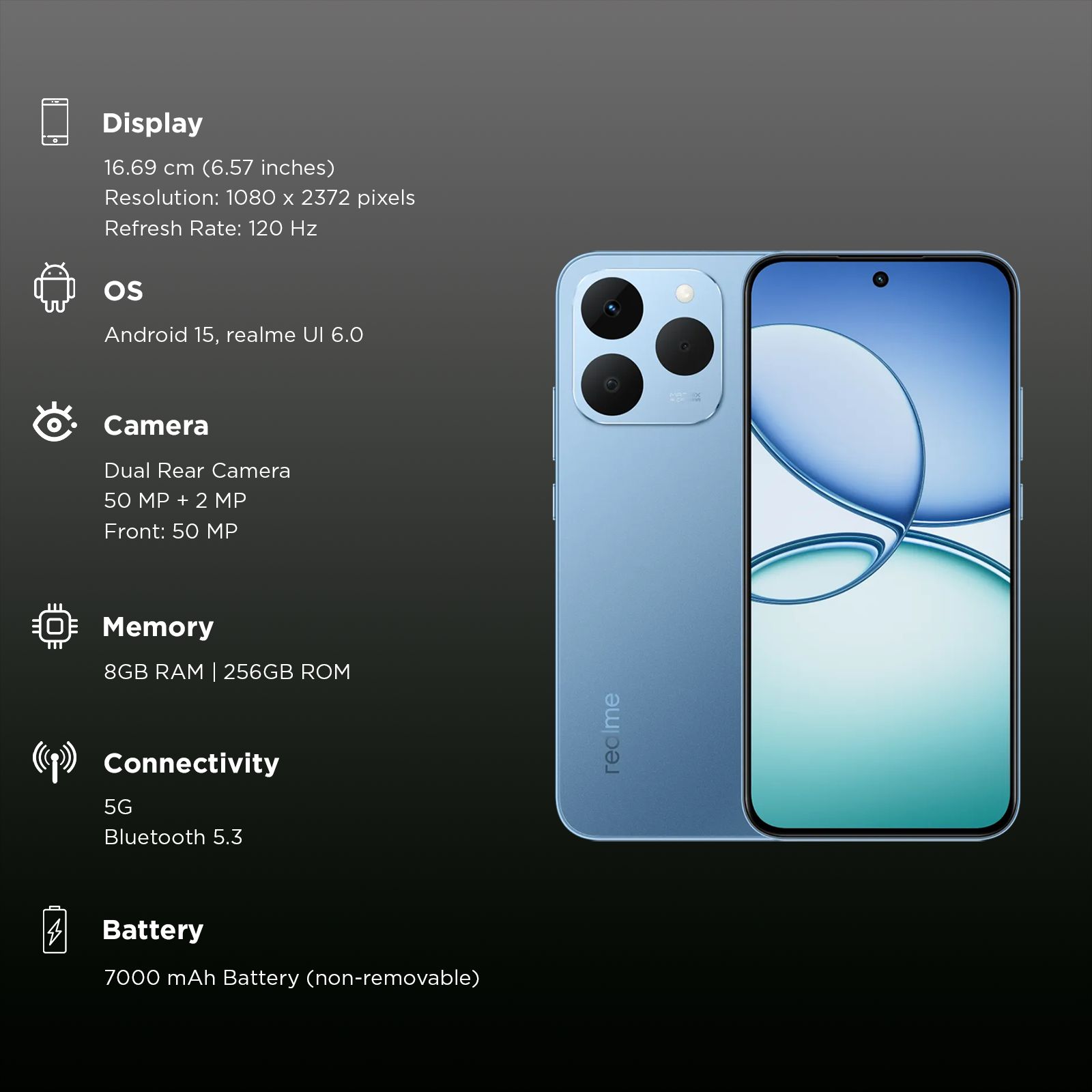 realme 15T 5G (8GB RAM, 256GB, Silk Blue)_3