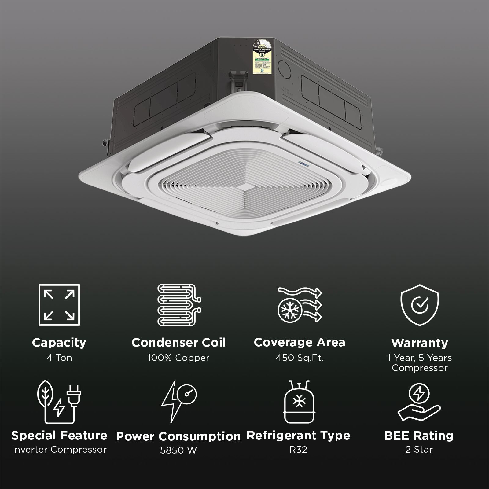 Blue Star T Series 4 Ton 2 Star Inverter Cassette AC (Copper Condenser, Dust Filter, ID248TANU1) Blue Star T Series 4 Ton 2 Star Inverter Cassette AC (Copper Condenser, Dust Filter, ID248TANU1)_2