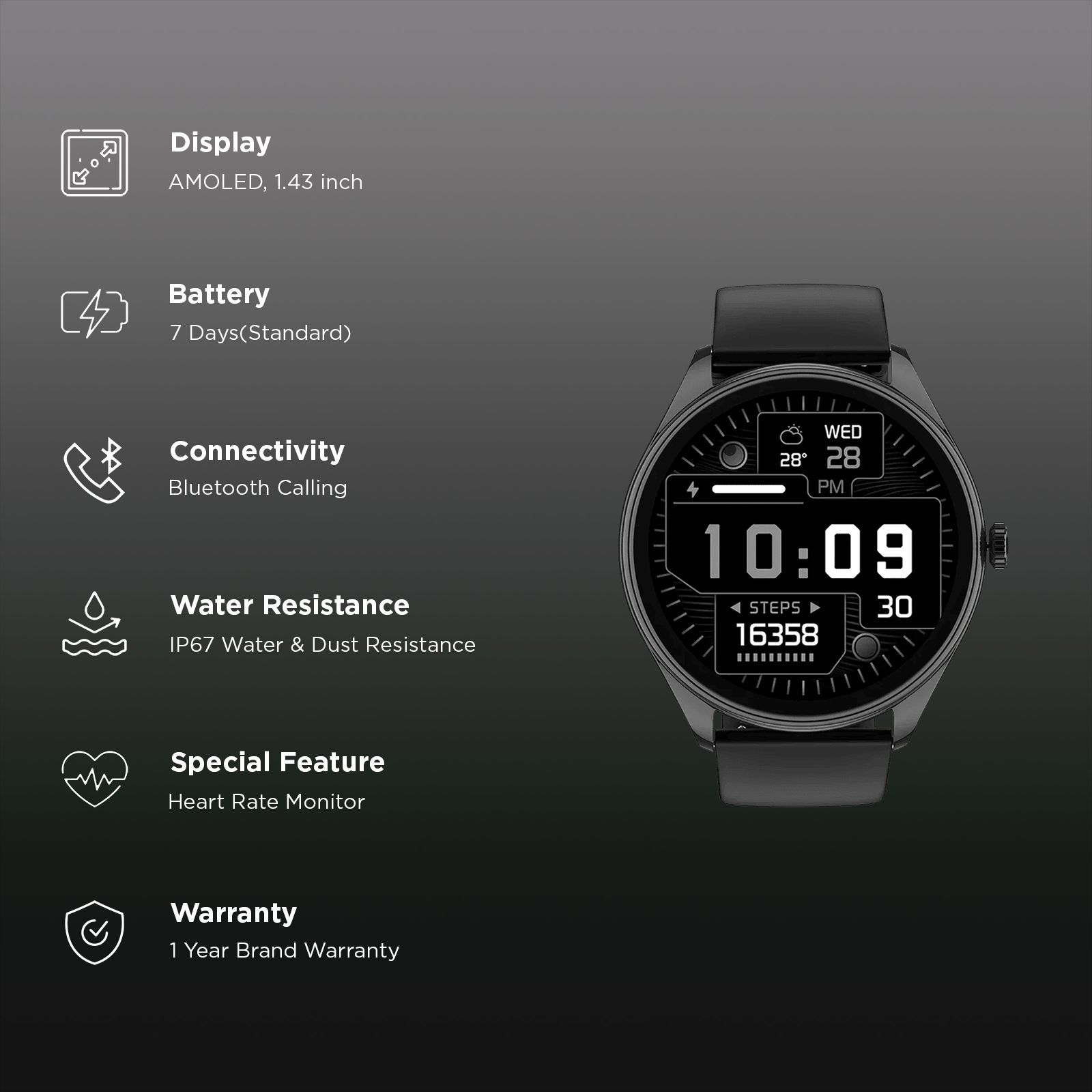 noise NoiseFit Twist 2 Smartwatch with Bluetooth Calling (36.32mm, AMOLED Display, IP67 Water Resistant, Jet Black Strap) noise NoiseFit Twist 2 Smartwatch with Bluetooth Calling (36.32mm, AMOLED Display, IP67 Water Resistant, Jet Black Strap)_3